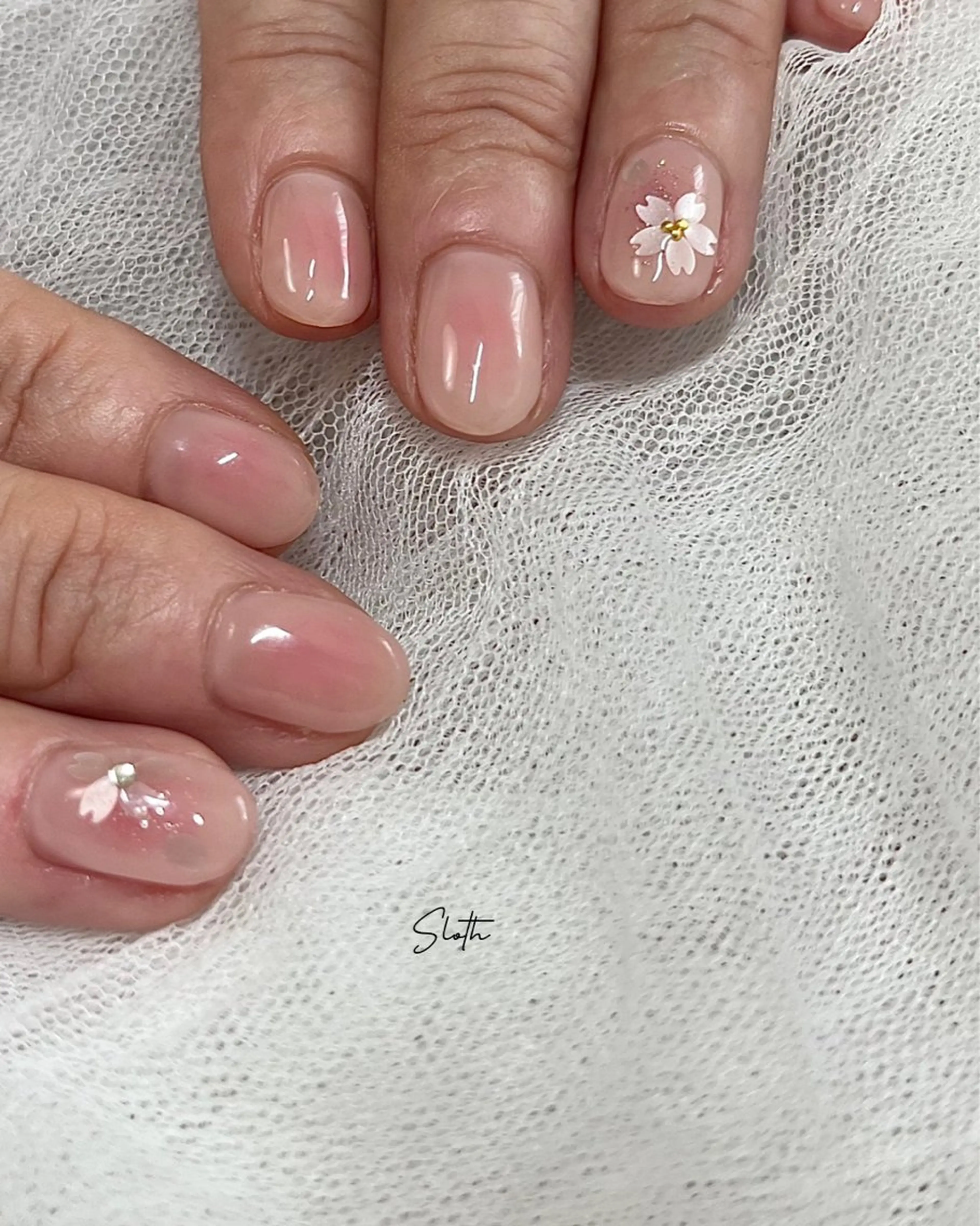 ネイル チークネイル 桜ネイル ピンク 春ネイル nail salon slothのネイルデザイン