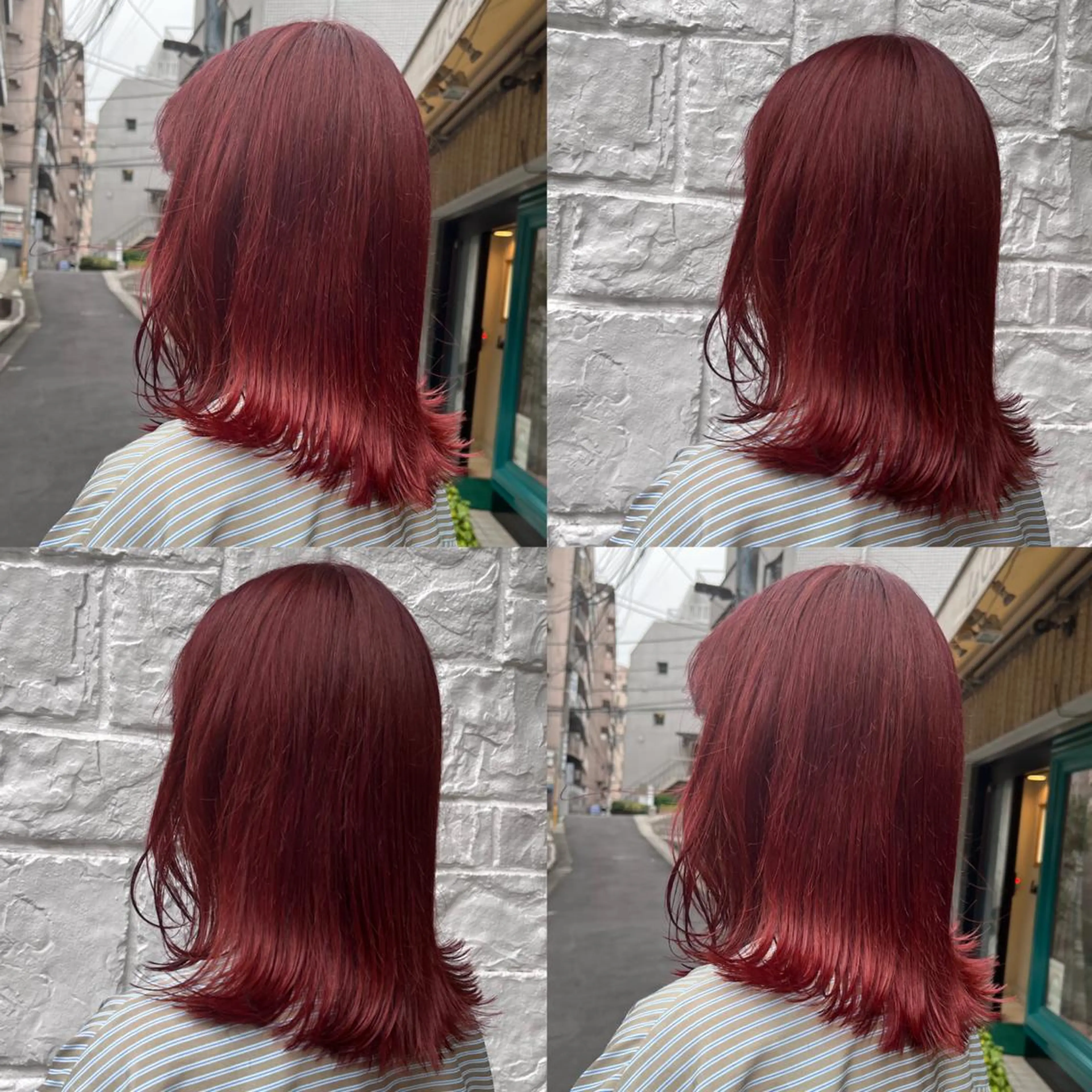 ミディアム カラー ハイトーンカラー レッドカラー カジュアルを女っぽく 𝗮𝘆𝗮𝗰𝗼のヘアスタイル