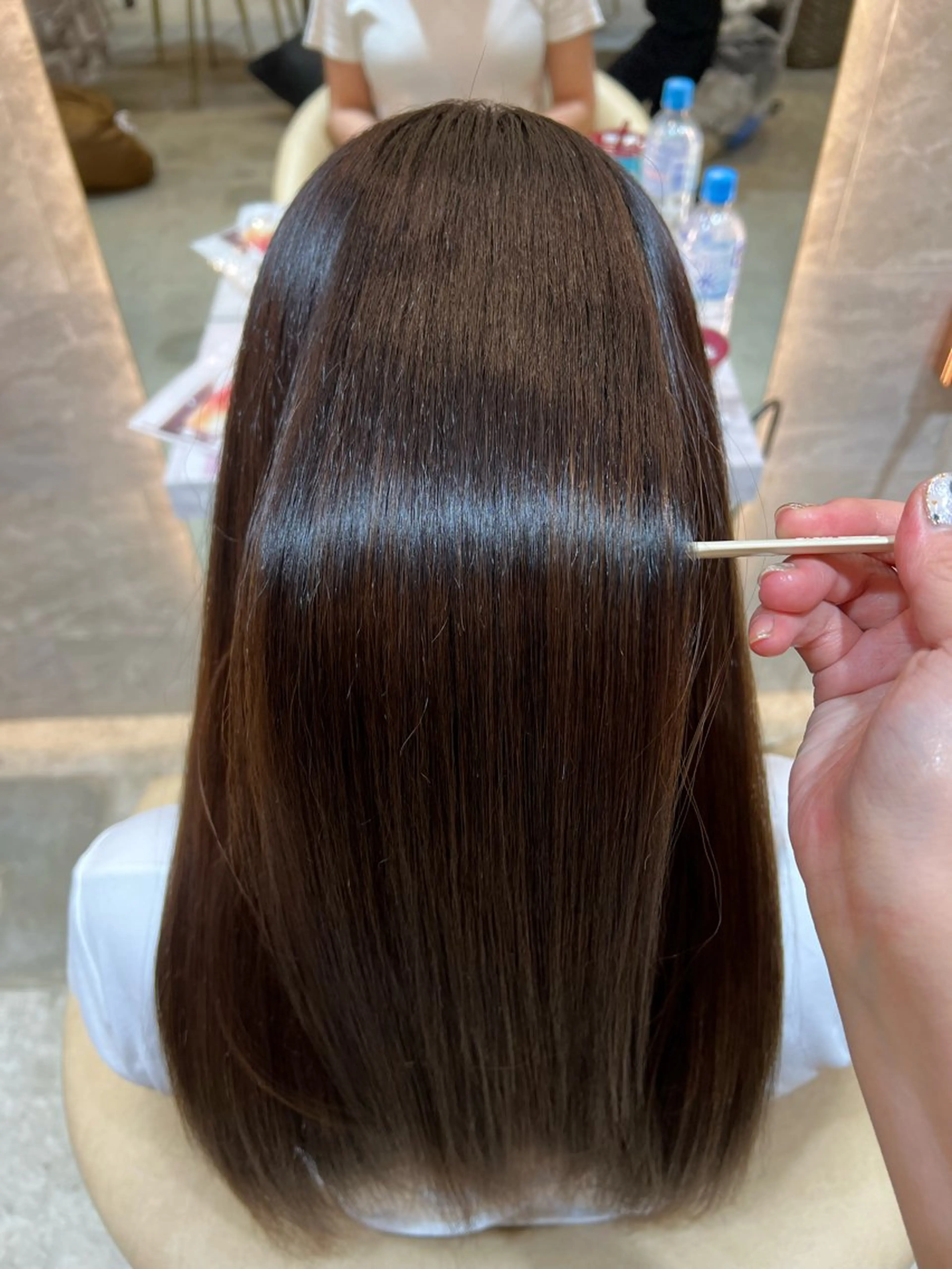 セミロング カラー ボブ/巻ける縮毛矯正 /韓国レイヤーはなのヘアスタイル