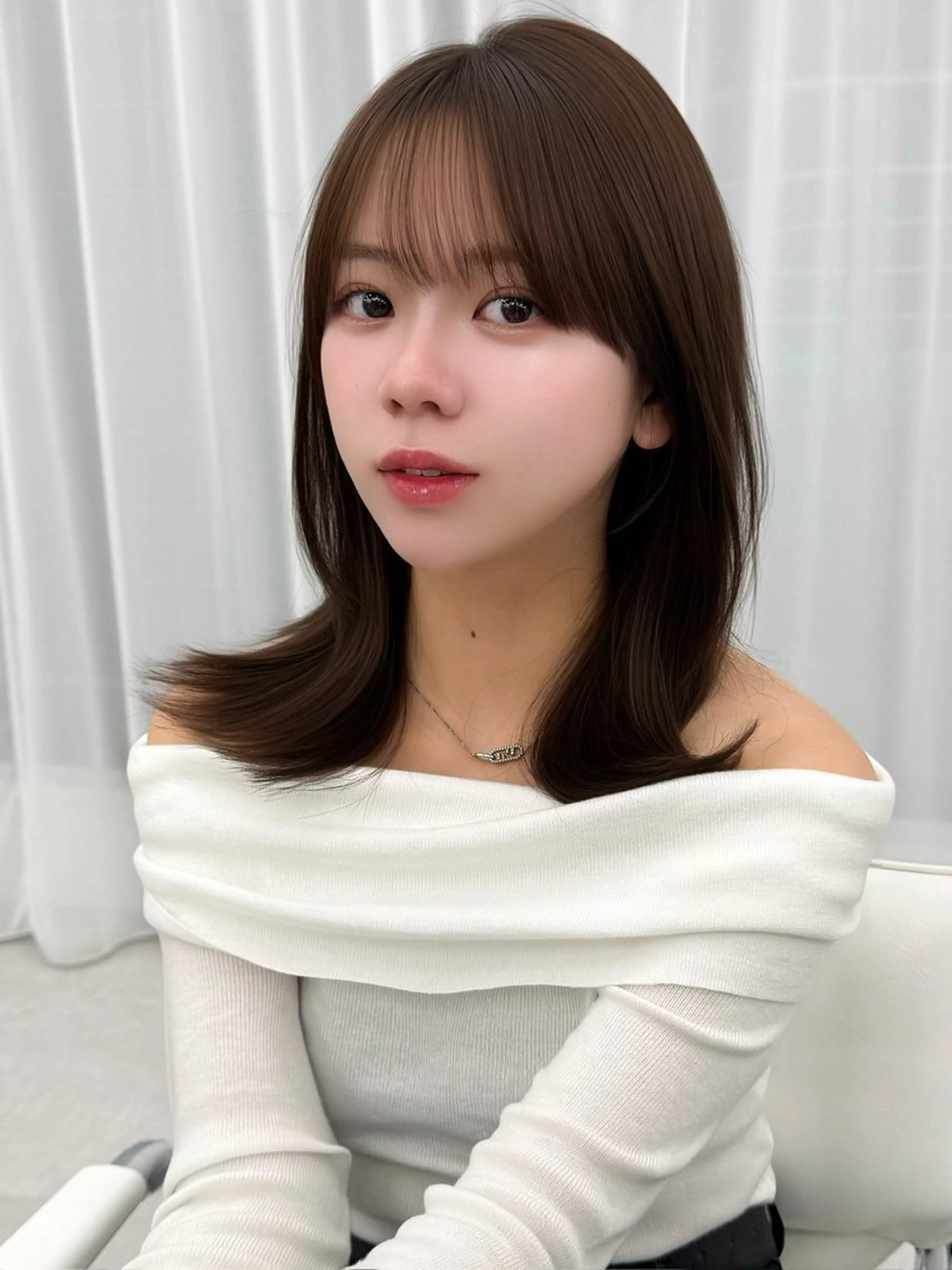 ミディアム カラー ヘアアレンジ カット ヘアカラー トリートメント 顔周り&ミディアム 特化/池袋/kokiのヘアスタイル