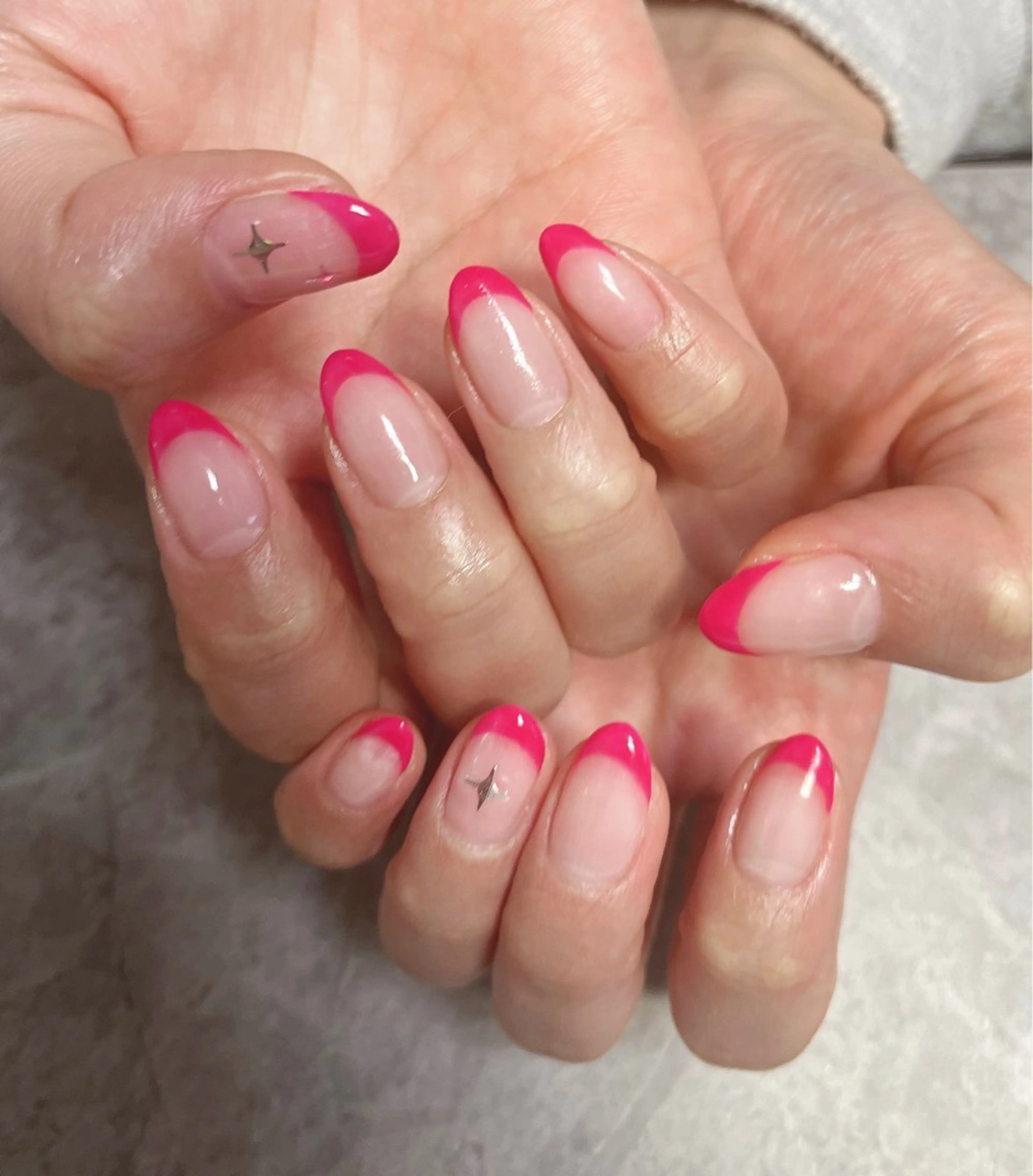 ネイル アートネイル フレンチネイル 持ち込み ピンク ハンドネイル ハンドケア ベテランネイル cnc  nailのネイルデザイン