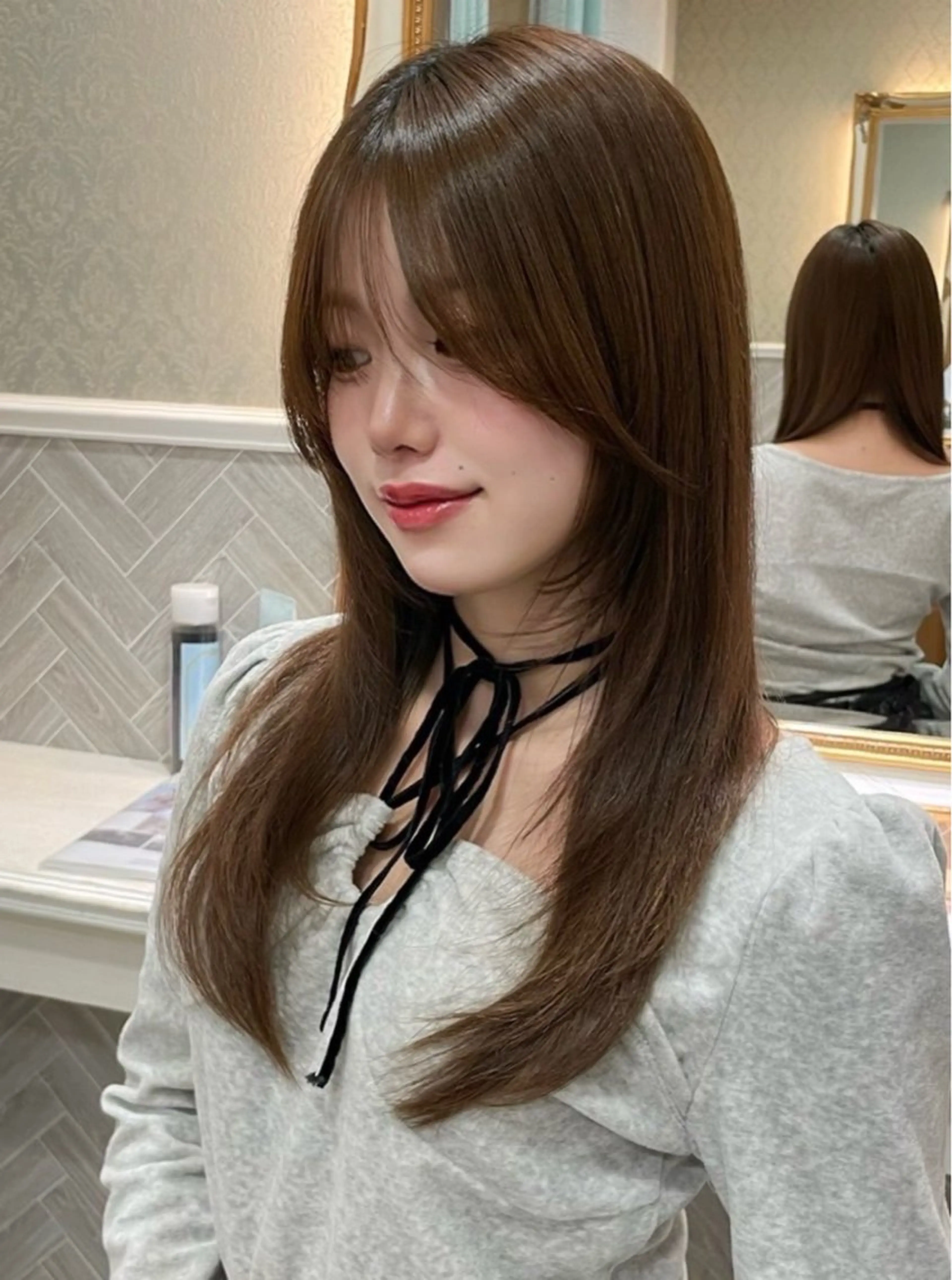 ロング 髪質改善 韓国風ヘア レイヤーカット ロング 縮毛矯正 カット ヘアカラー 縮毛矯正 トリートメント 美髪縮毛矯正🤍 髪質改善/Shinaのヘアスタイル