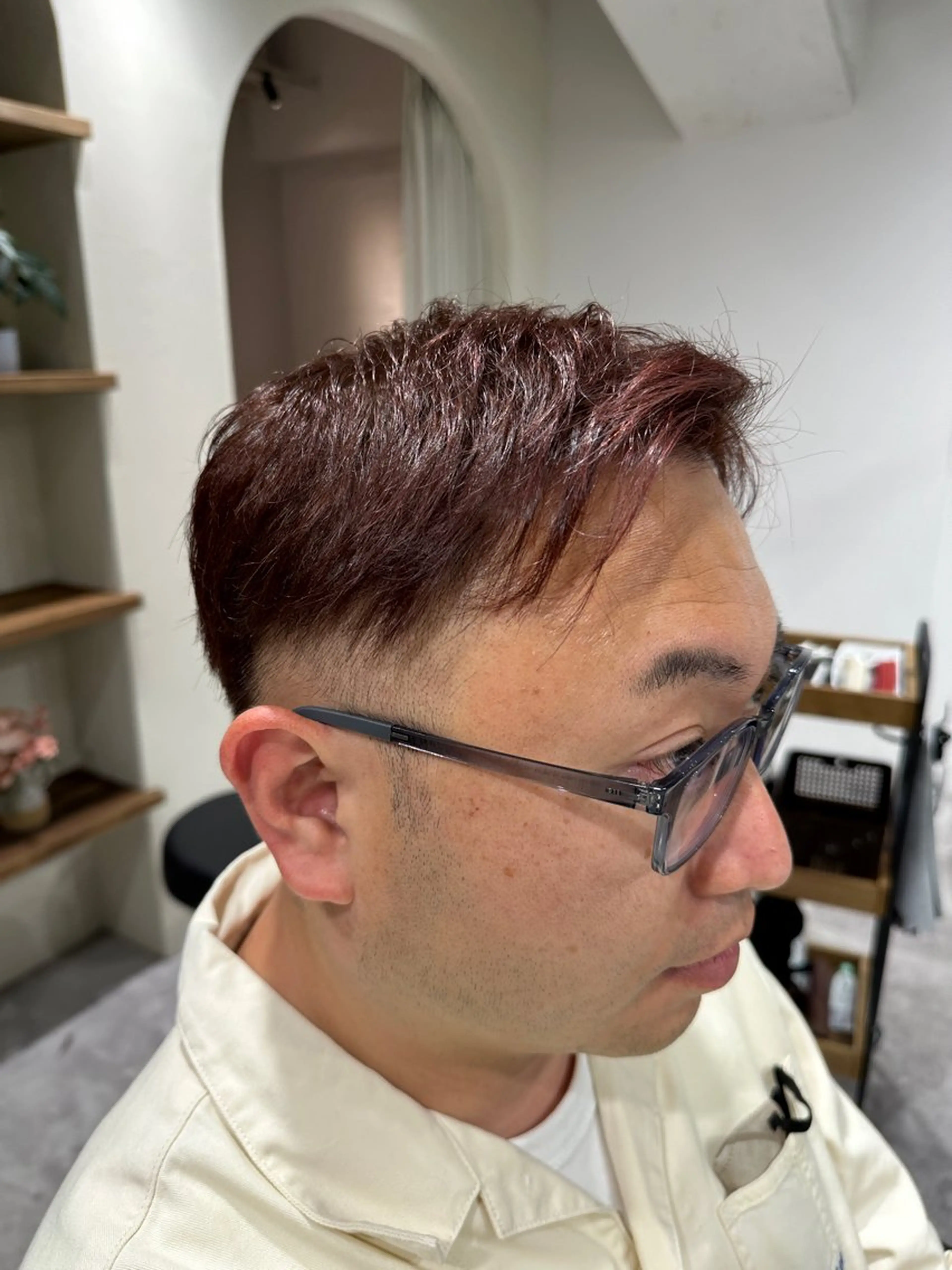 ショート カラー メンズ ブラウンカラー 上野 秀のヘアスタイル
