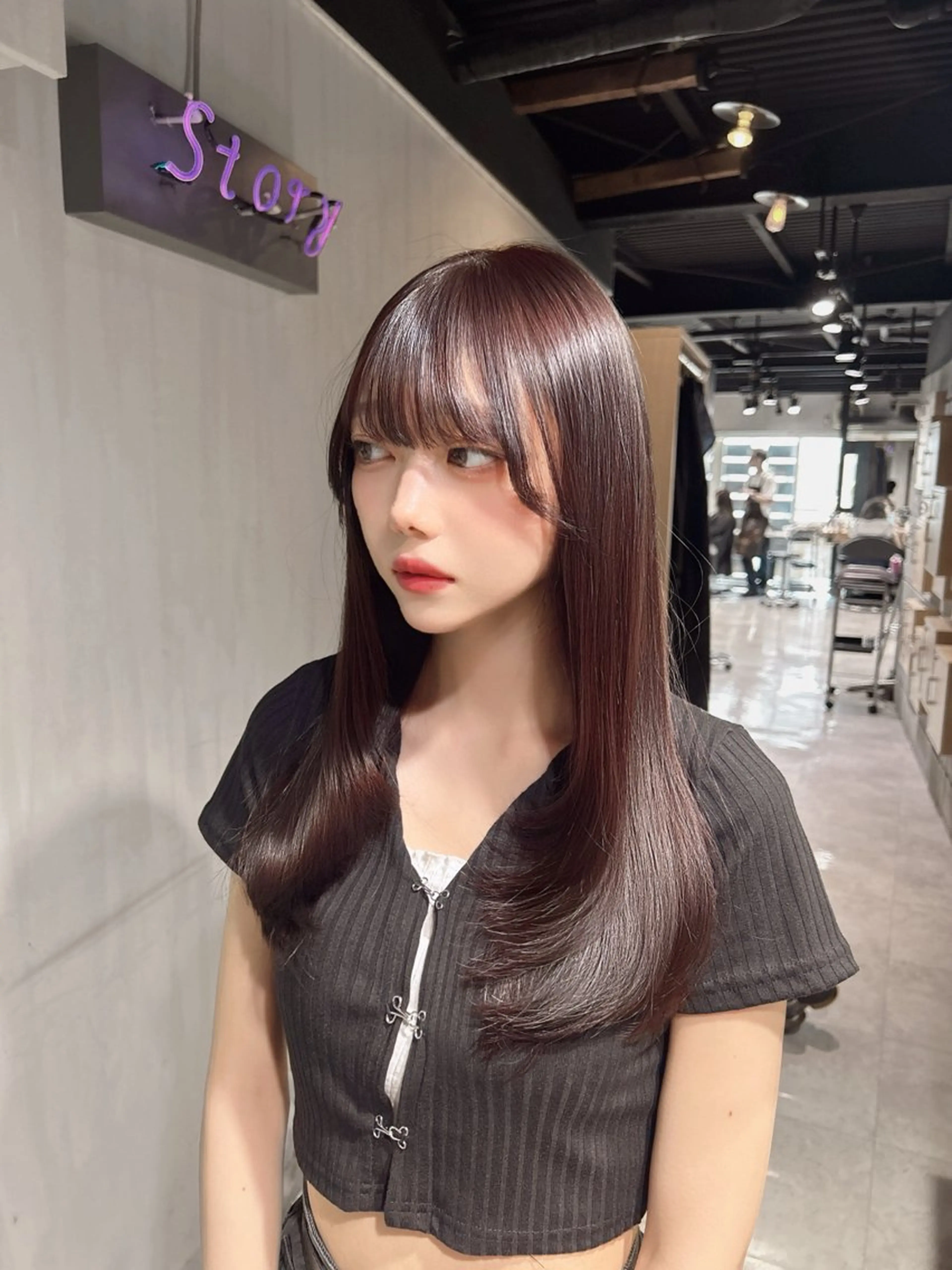 ロング 韓国風カラー 姫カット 韓国風ヘア レイヤーカット ワンホンレイヤー MEI🎀垢抜けカラ ー🎀韓国styleのヘアスタイル