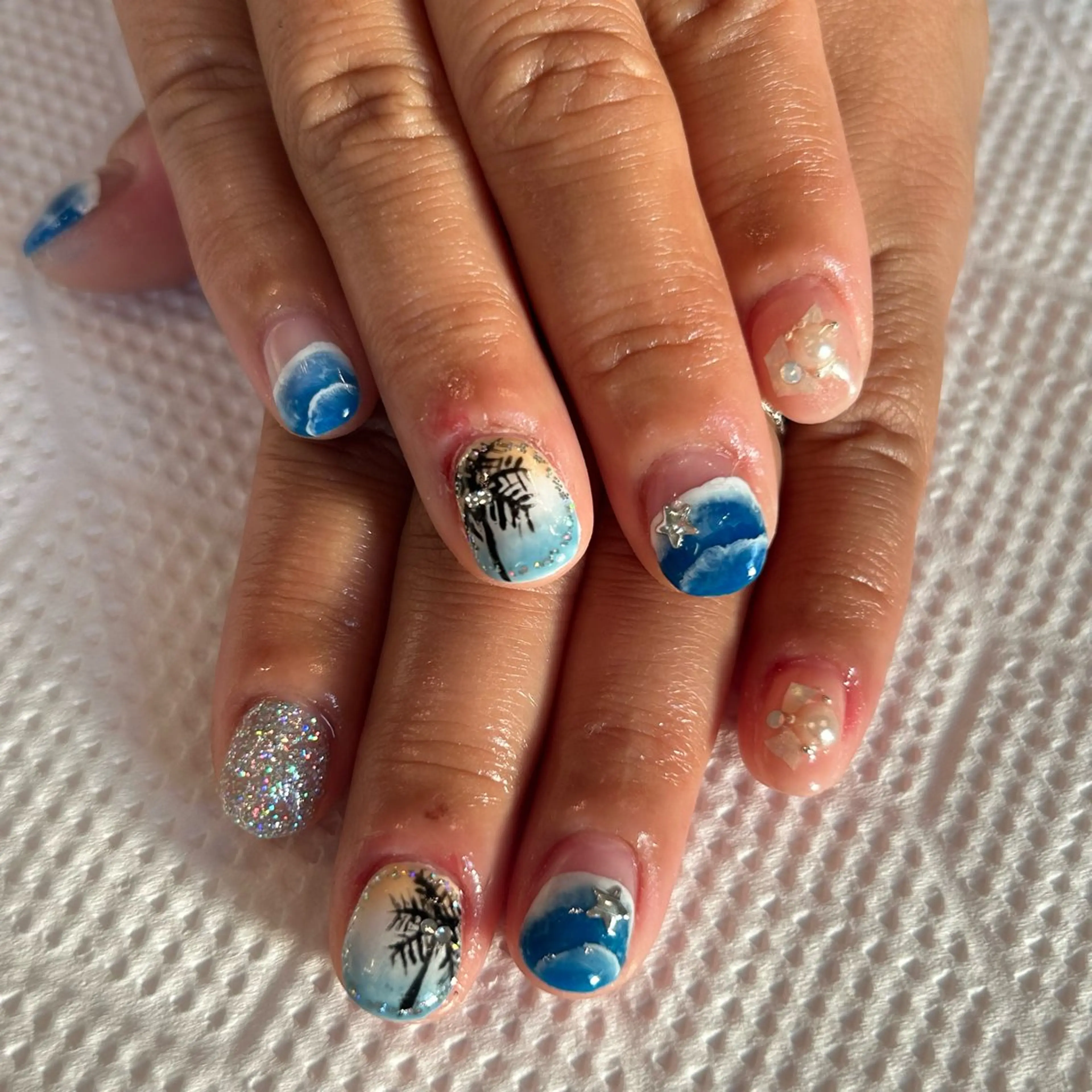 ネイル 夏ネイル オクタ ビアスのマツエク・マツパデザイン