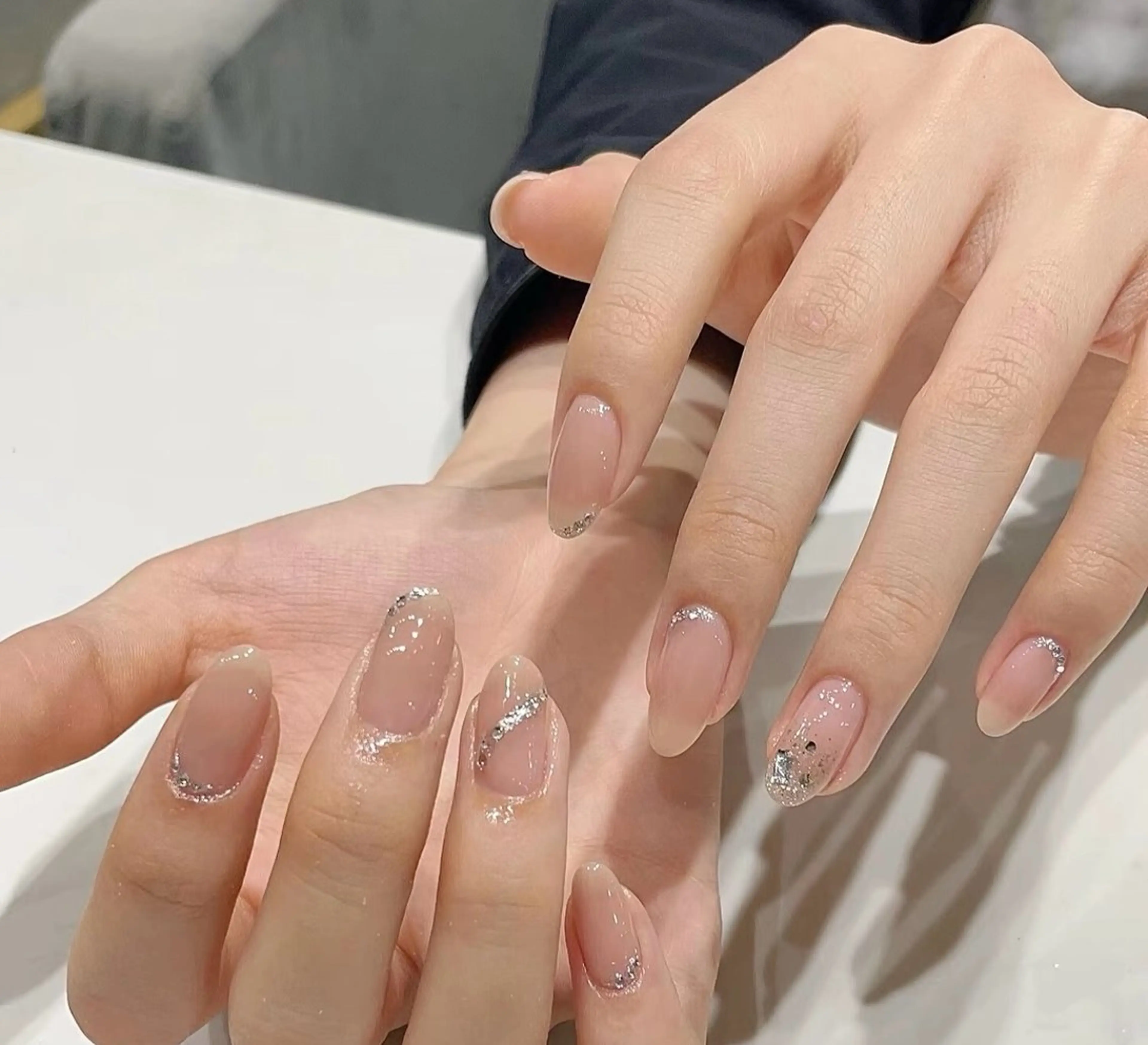 ネイル チークネイル 長さ出し フレンチネイル ガーリー 韓国ネイル sun nail池袋 モデル募集のネイルデザイン