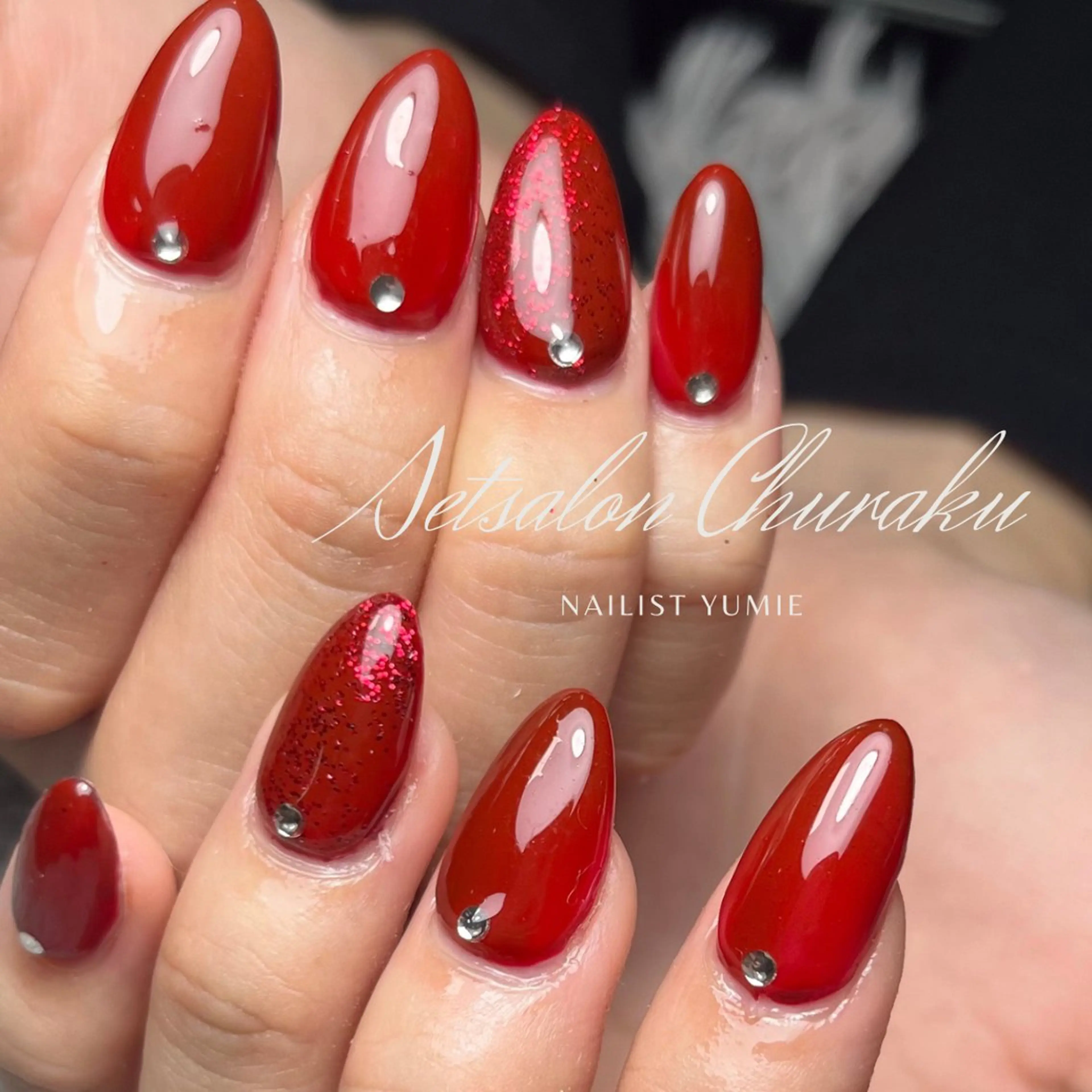 ネイル ボルドー 長さ出し ワンカラーネイル ネイルチップ ハンドネイル NAILSALON en+所属・NAILSALON en+沖縄市美原のネイルデザイン