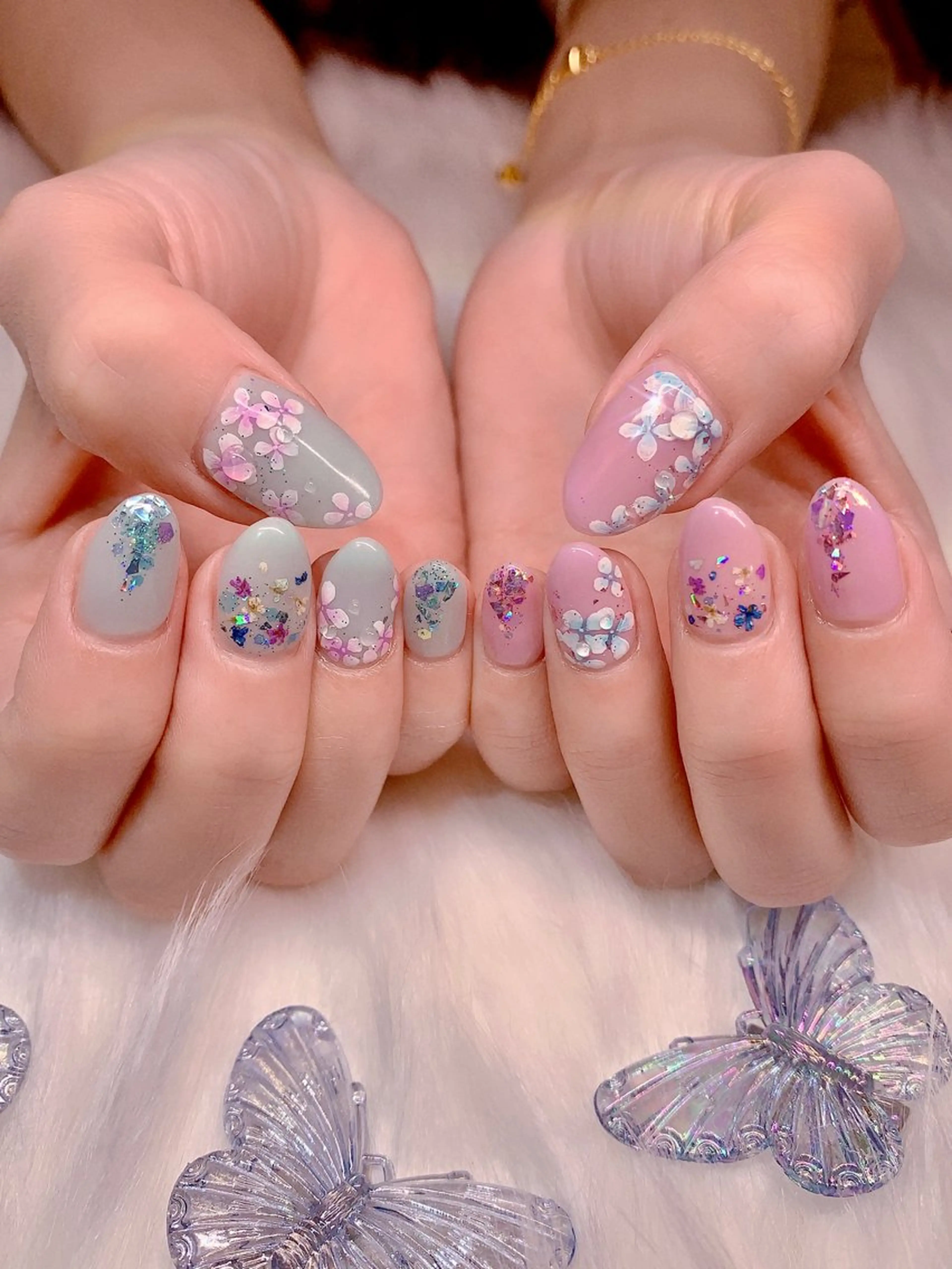 ネイル アートネイル キラキラネイル 持ち込み ニュアンスネイル ぷっくりネイル 3Dアートネイル💗 都築レナのネイルデザイン