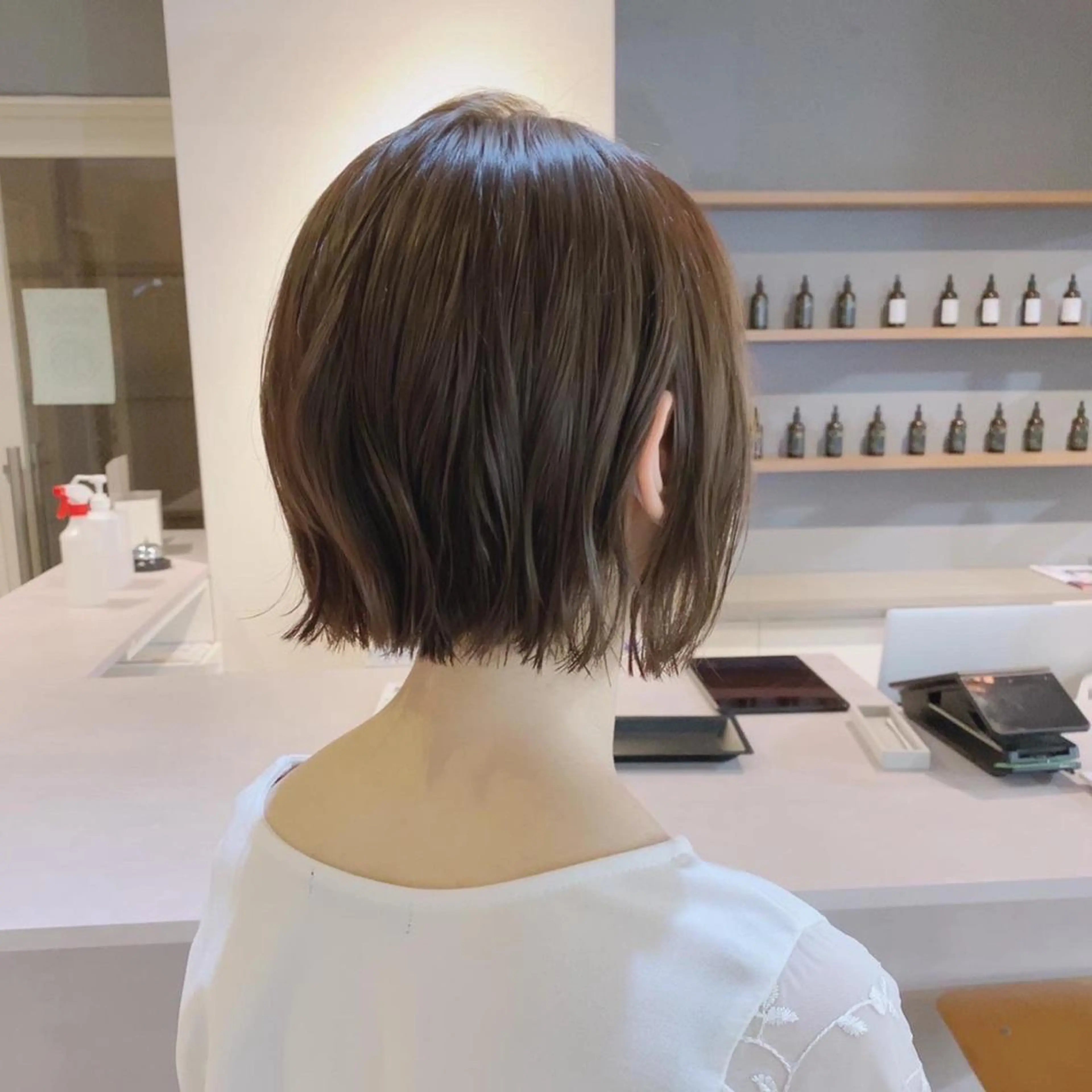 ミディアム カラー ヘアアレンジ 赤みゼロカラー 藤並純のヘアスタイル
