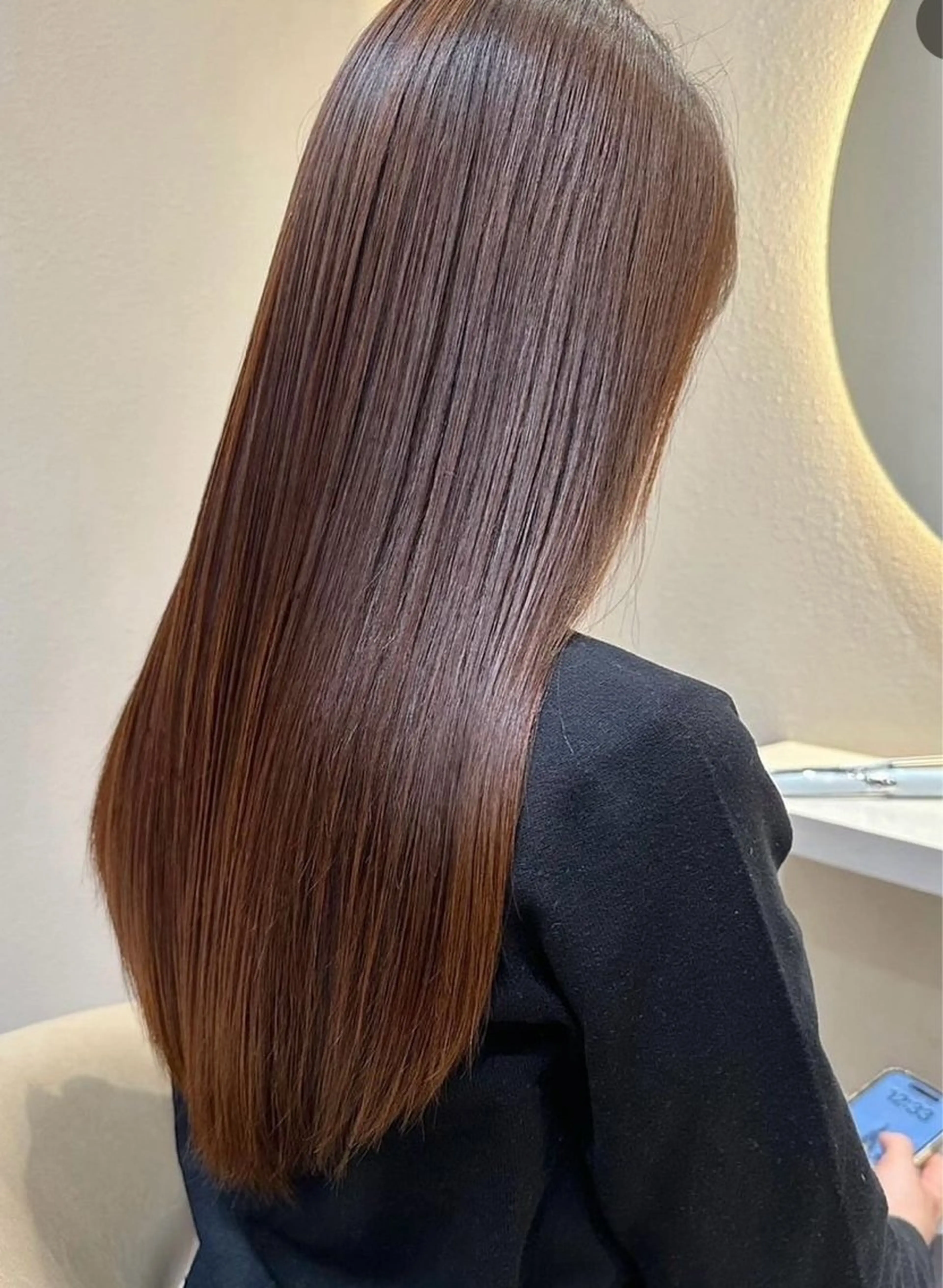 ロング 縮毛矯正 トリートメント 艶ブラウン/暖色 カラー/髪質改善みほのヘアスタイル