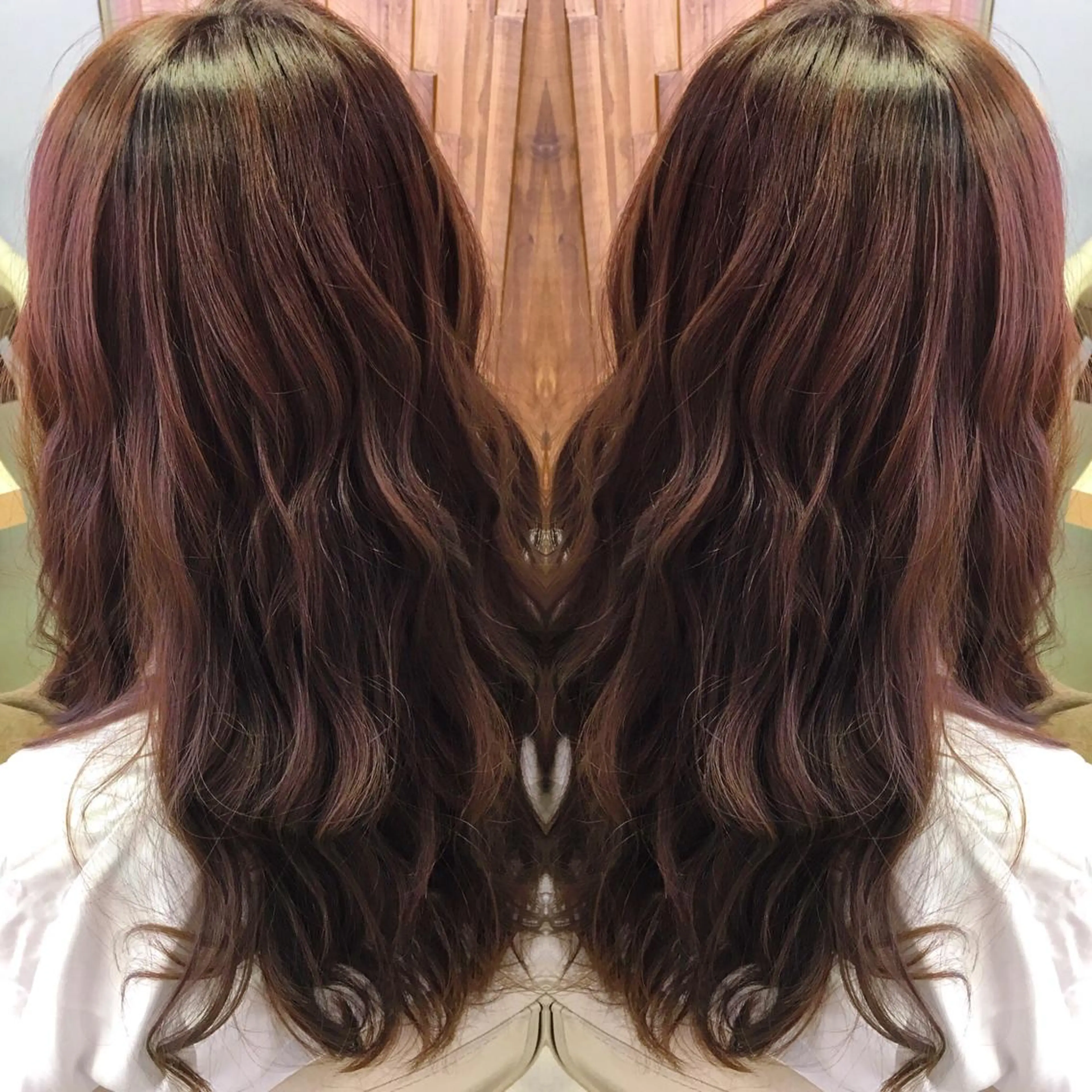 ロング カラー ハイライトカラー ピンクカラー バイオレットカラー ハイライト 髪質改善/美髪矯 正ヤマモトハルキのヘアスタイル