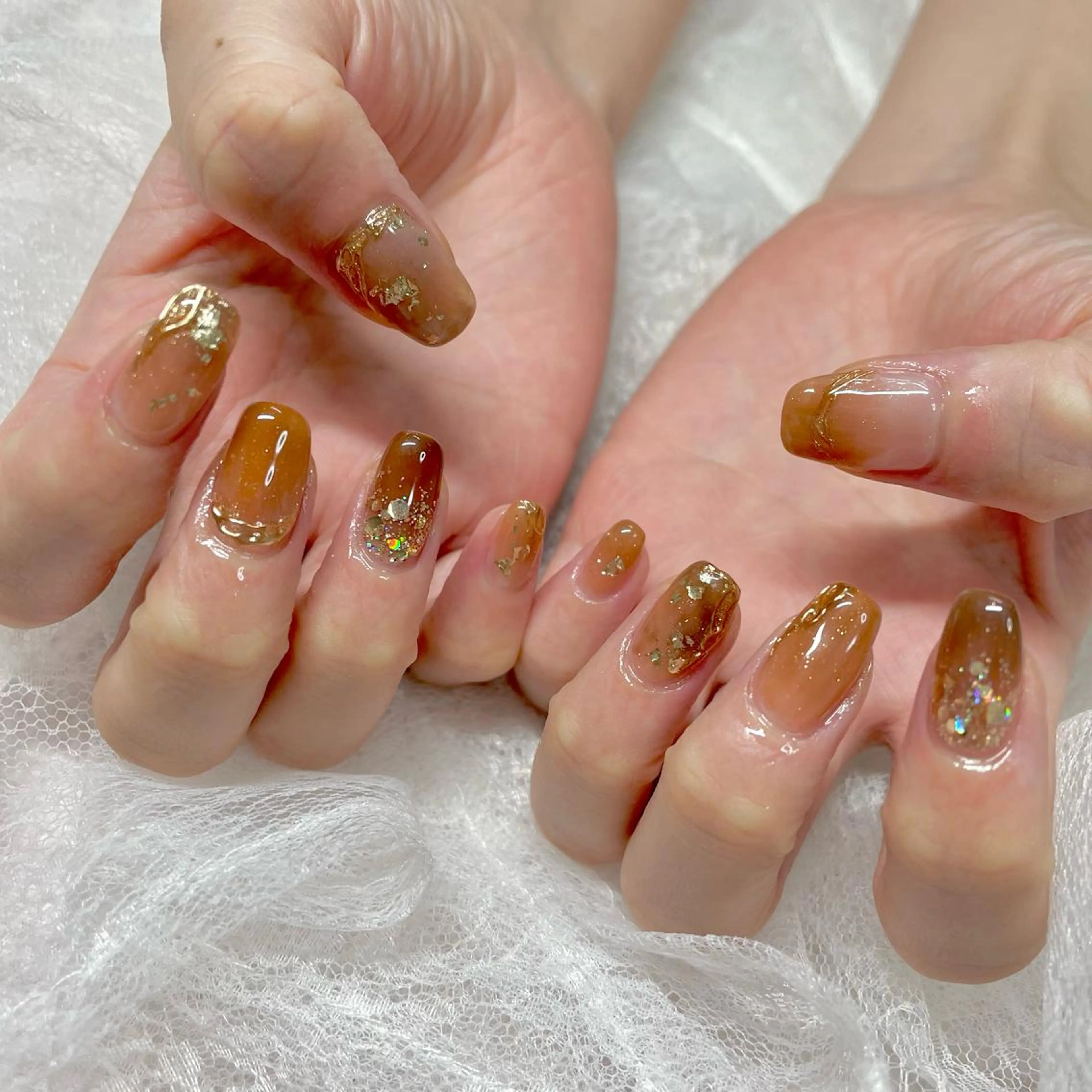 ネイル ブラウン ジェルネイル ニュアンスネイル パラジェル J terrace Nailのネイルデザイン