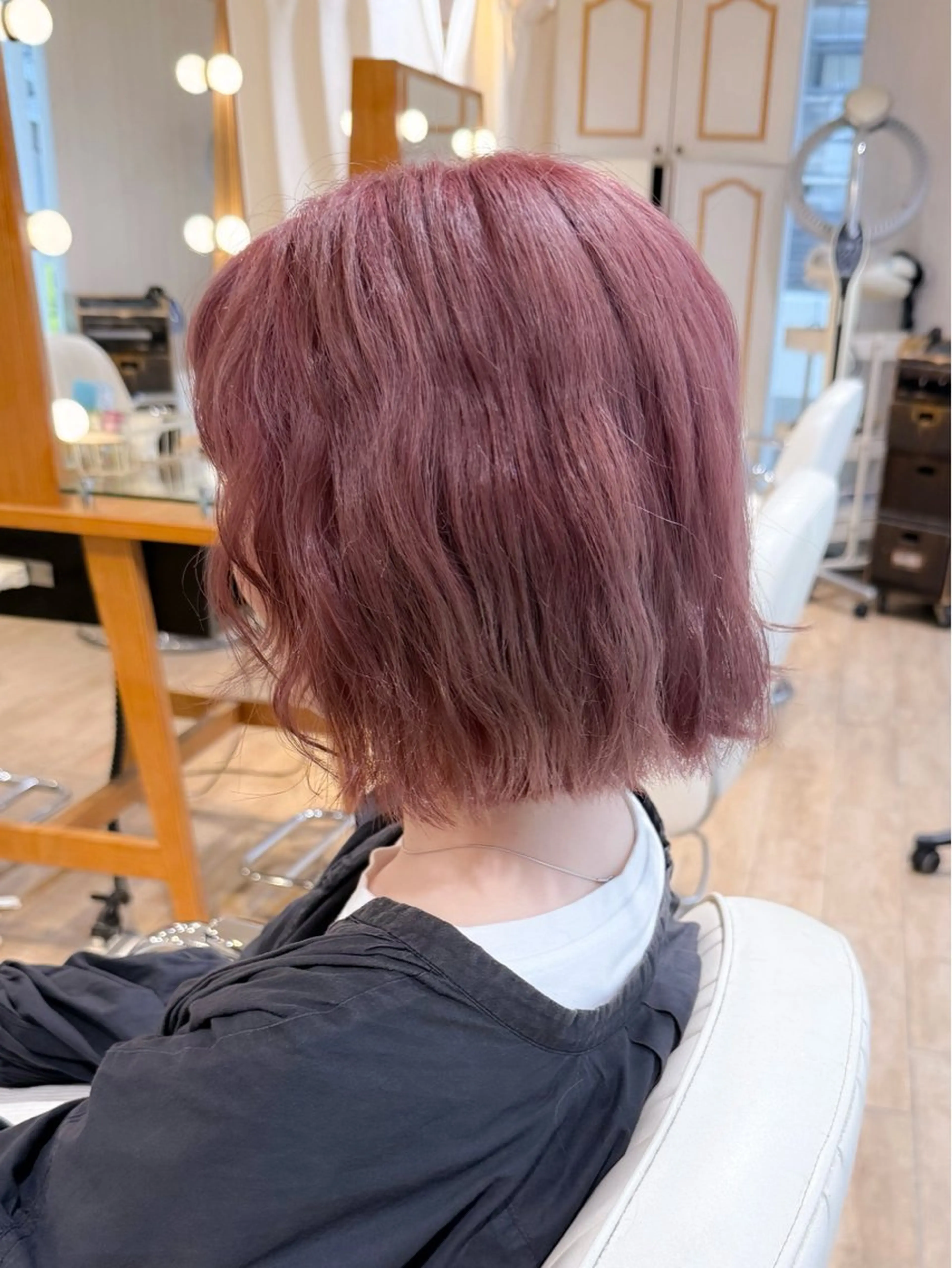 セミロング カラー ダブルカラー ハイトーンカラー ピンクカラー ボブ ヘアカラー ✨カラー支持No.1 🧸ワキ カナコ🧸のヘアスタイル