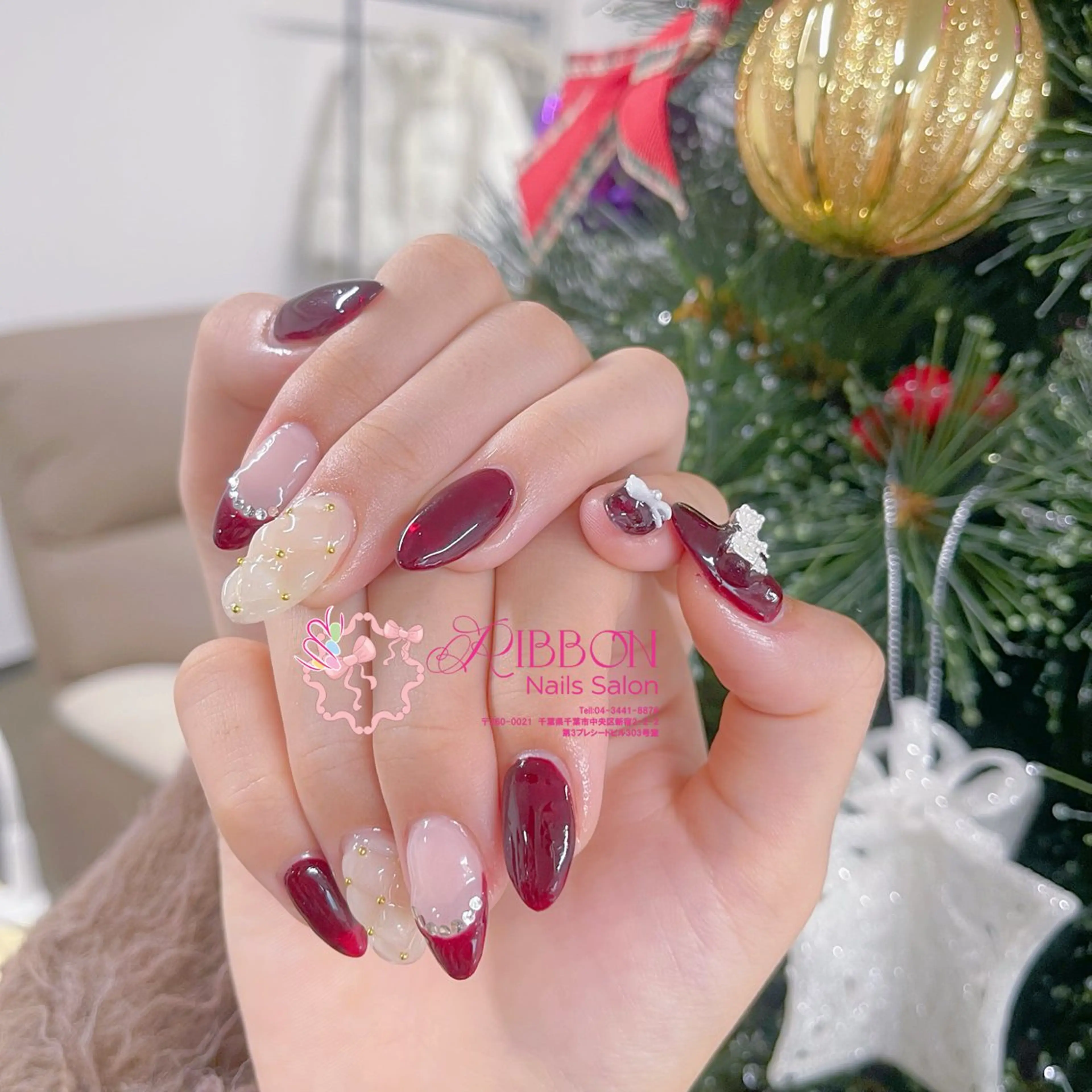 ネイル フレンチネイル ジェルネイル マグネットネイル 持ち込み ニュアンスネイル Ribbonnail salonのネイルデザイン