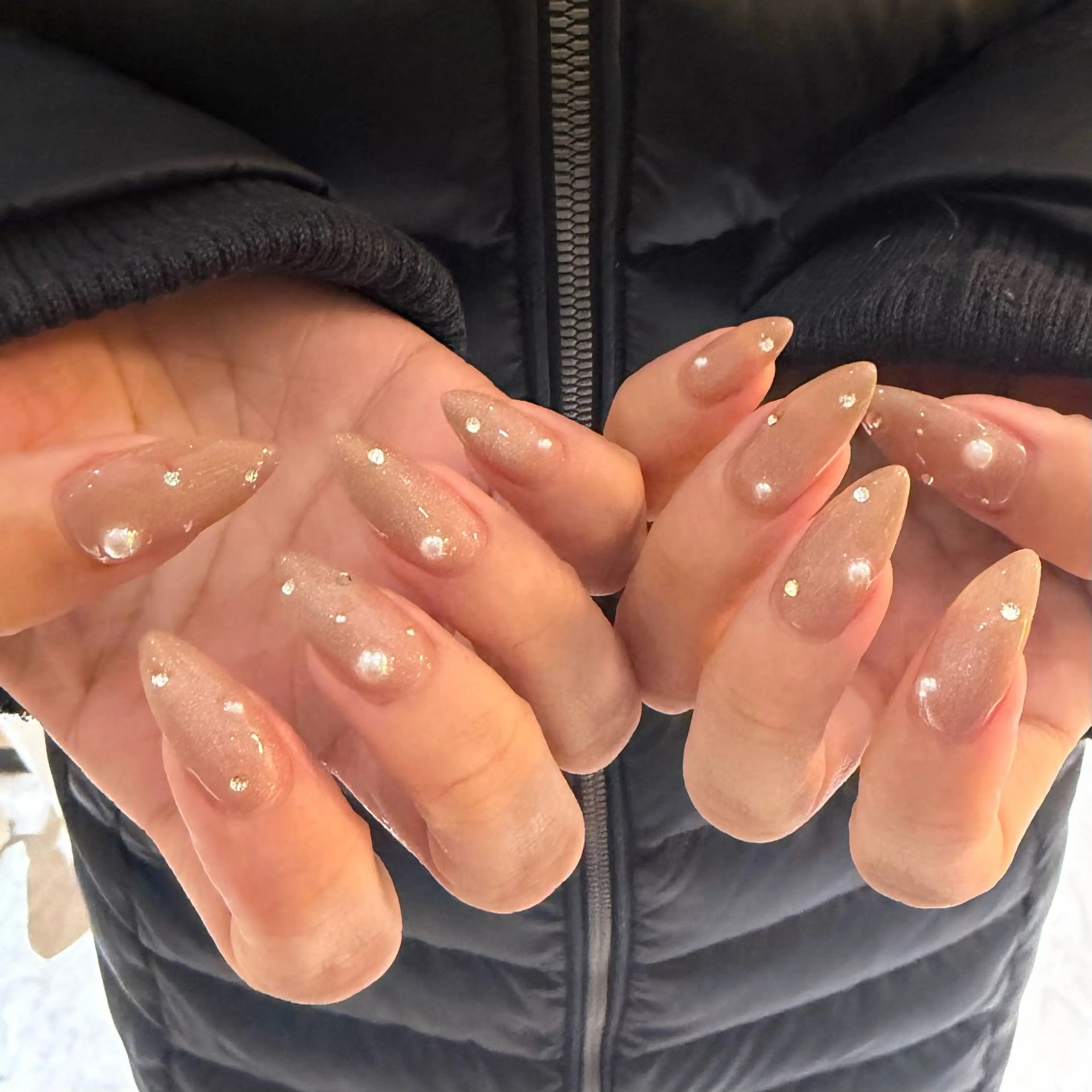 ネイル アートネイル ブラウン ジェルネイル マグネットネイル 持ち込み Nail mood デザイン持ち込みokのネイルデザイン