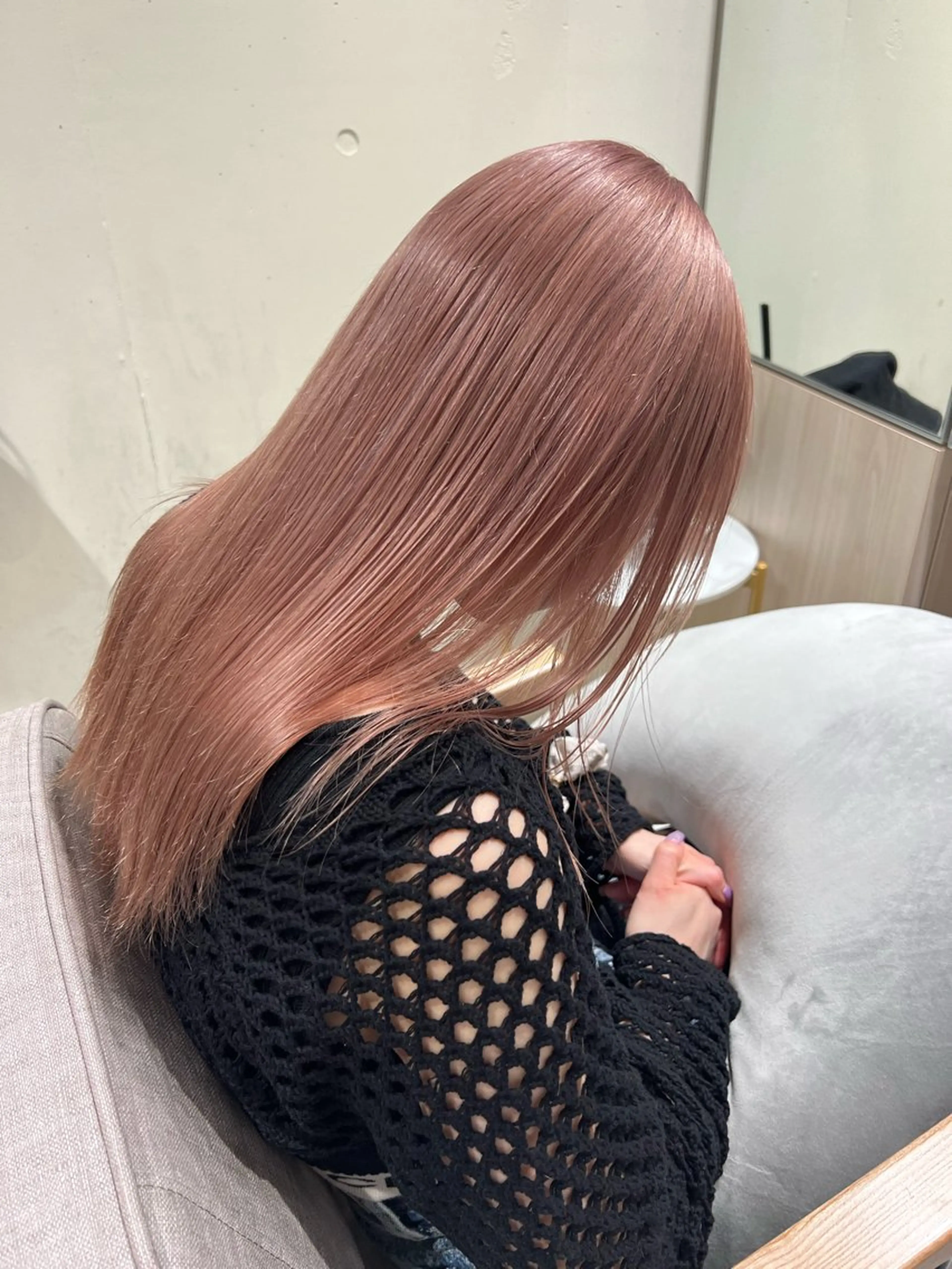 ミディアム カラー ベージュカラー ピンクカラー ピンクベージュ ヘアカラー トリートメント レイヤーカット/ボブ ウルフ/韓国ヘア🪄のヘアスタイル