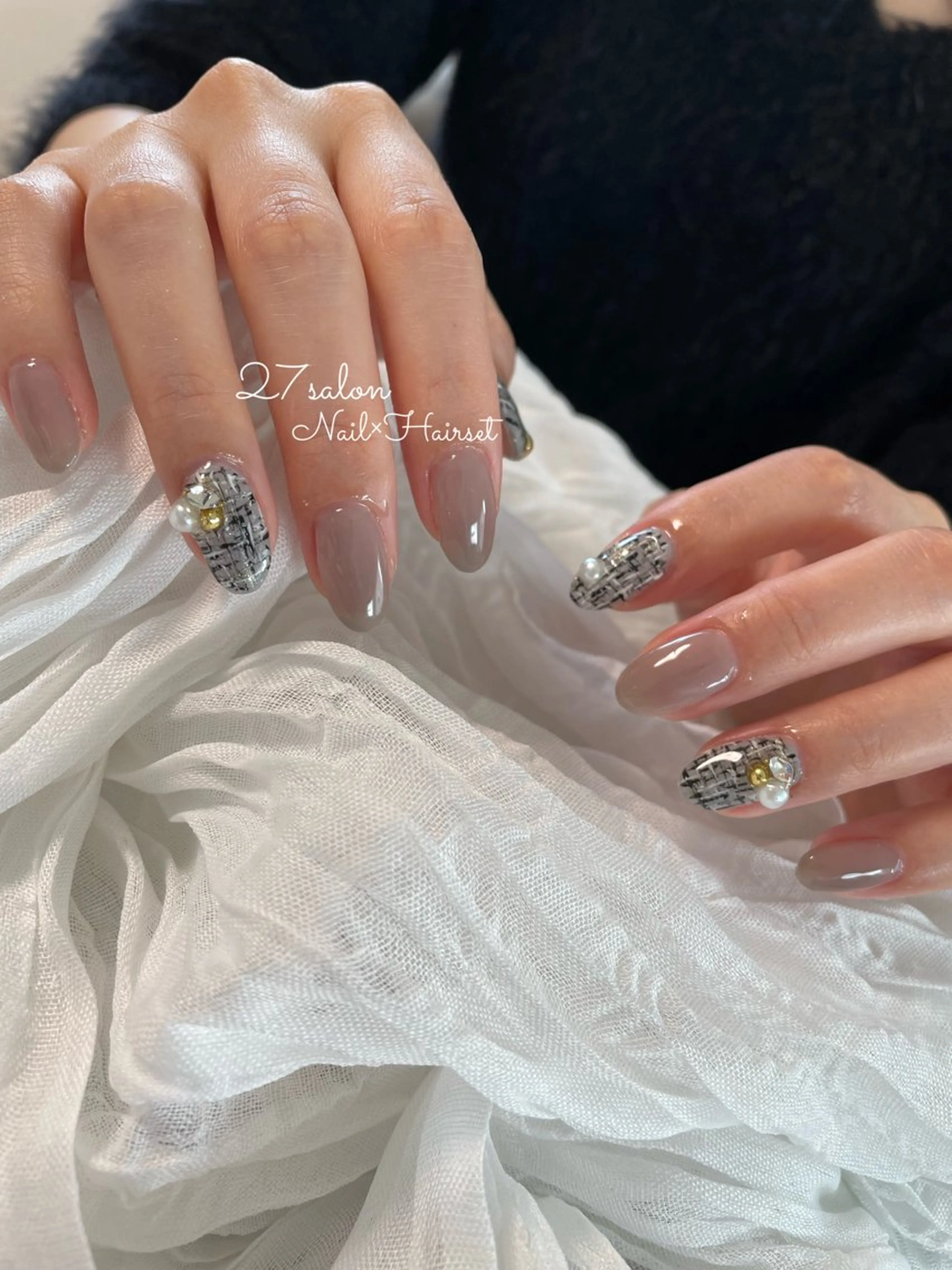 ネイル ツイードネイル 27salon yuinaのネイルデザイン