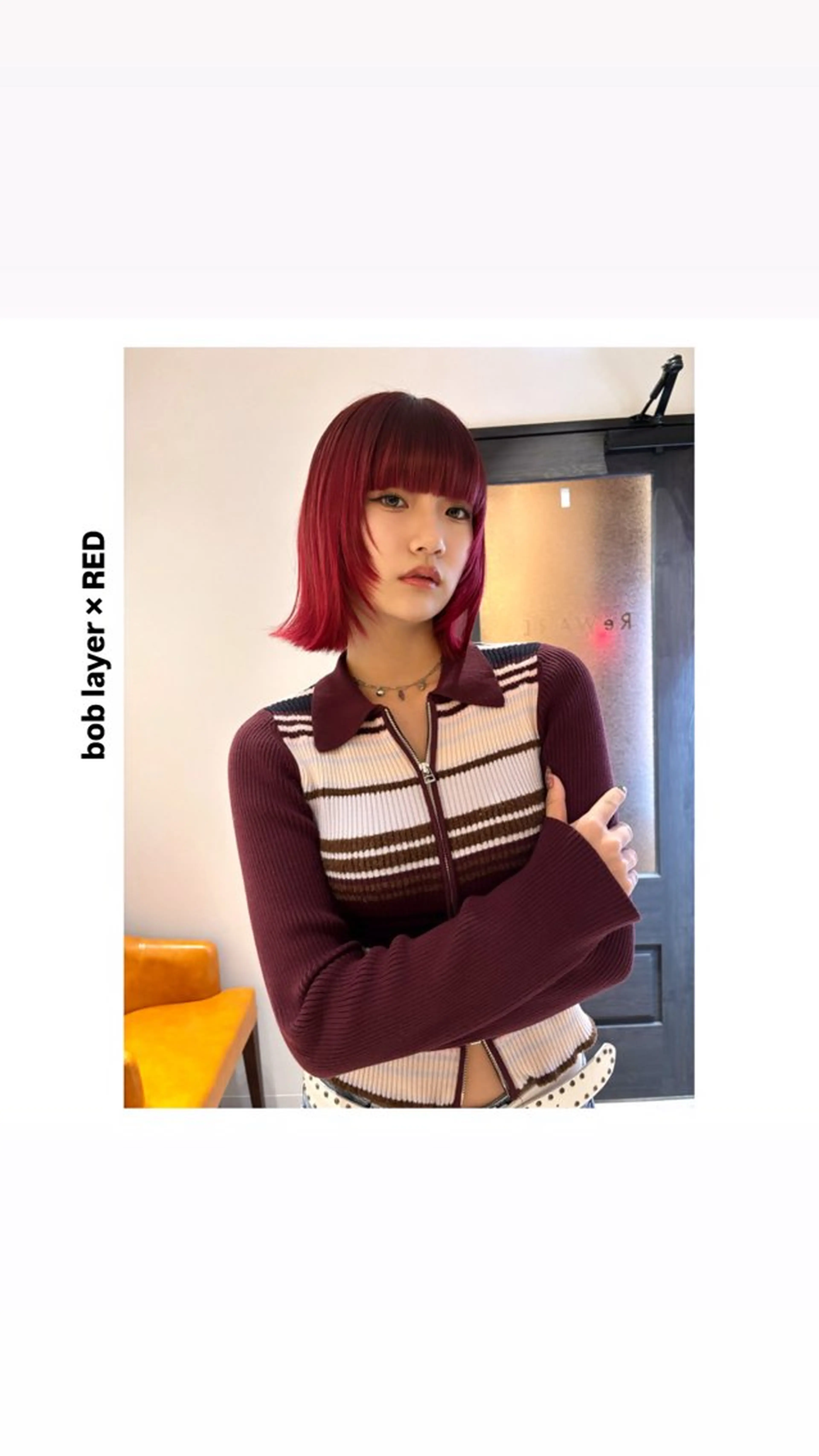 ショート カラー ブリーチ レッドカラー ボブ レイヤーカット 似合わせカット カット ヘアカラー トリートメント hiro【沿線で叶う 似合わせhair】のヘアスタイル