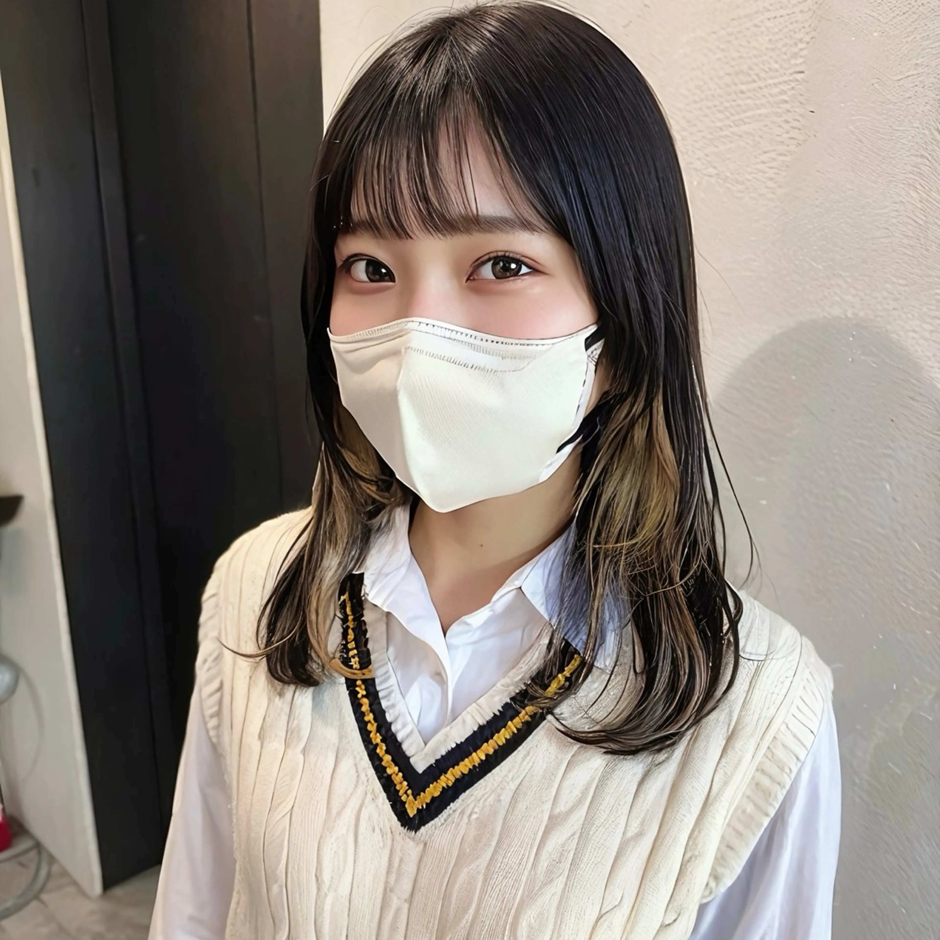 セミロング カラー ベージュカラー インナーカラー 顔まわりレイヤー レイヤーカット カット ヘアカラー トリートメント インナーカラー/レイ ヤーカット♡/マキシのヘアスタイル