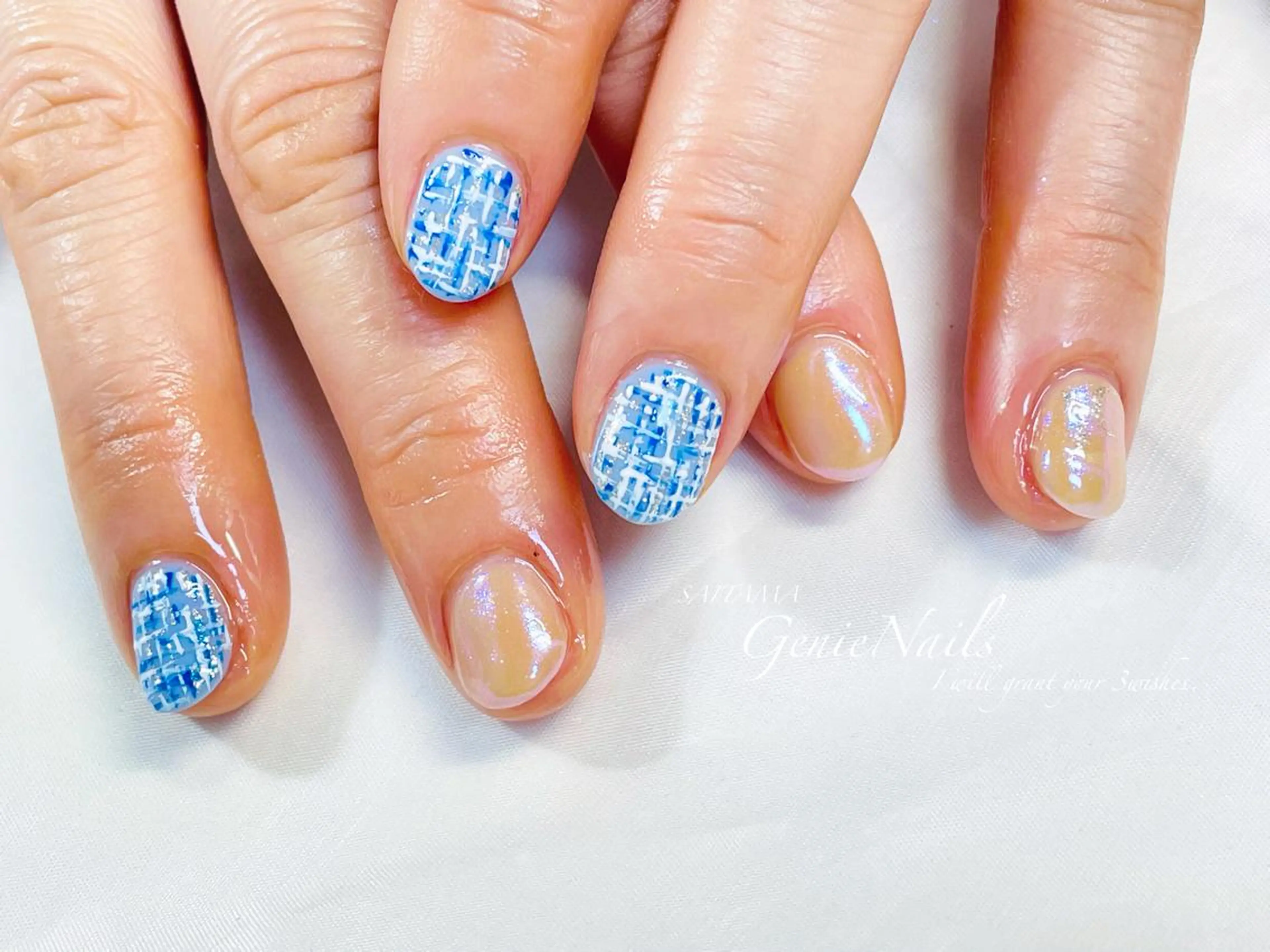 メンズ ネイル アートネイル フットネイル メンズネイル シンプルネイル ツイードネイル Genie Nailsのネイルデザイン