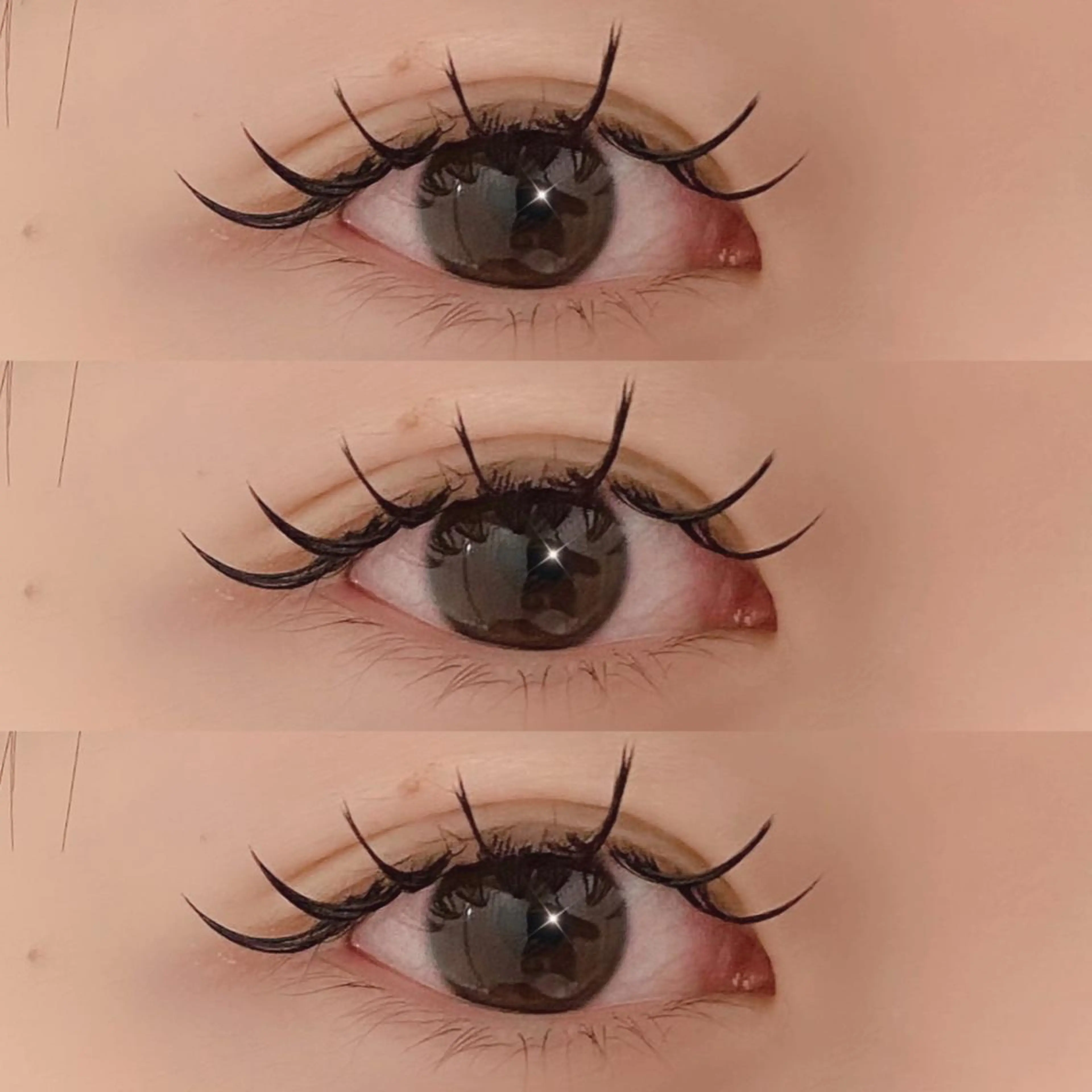 マツエク・マツパ 束感まつ毛 フラットラッシュ 韓国風マツエク パリジェンヌラッシュリフト ボリュームラッシュ 肌に馴染むハイトーン /ミルクティーカラーのヘアスタイル