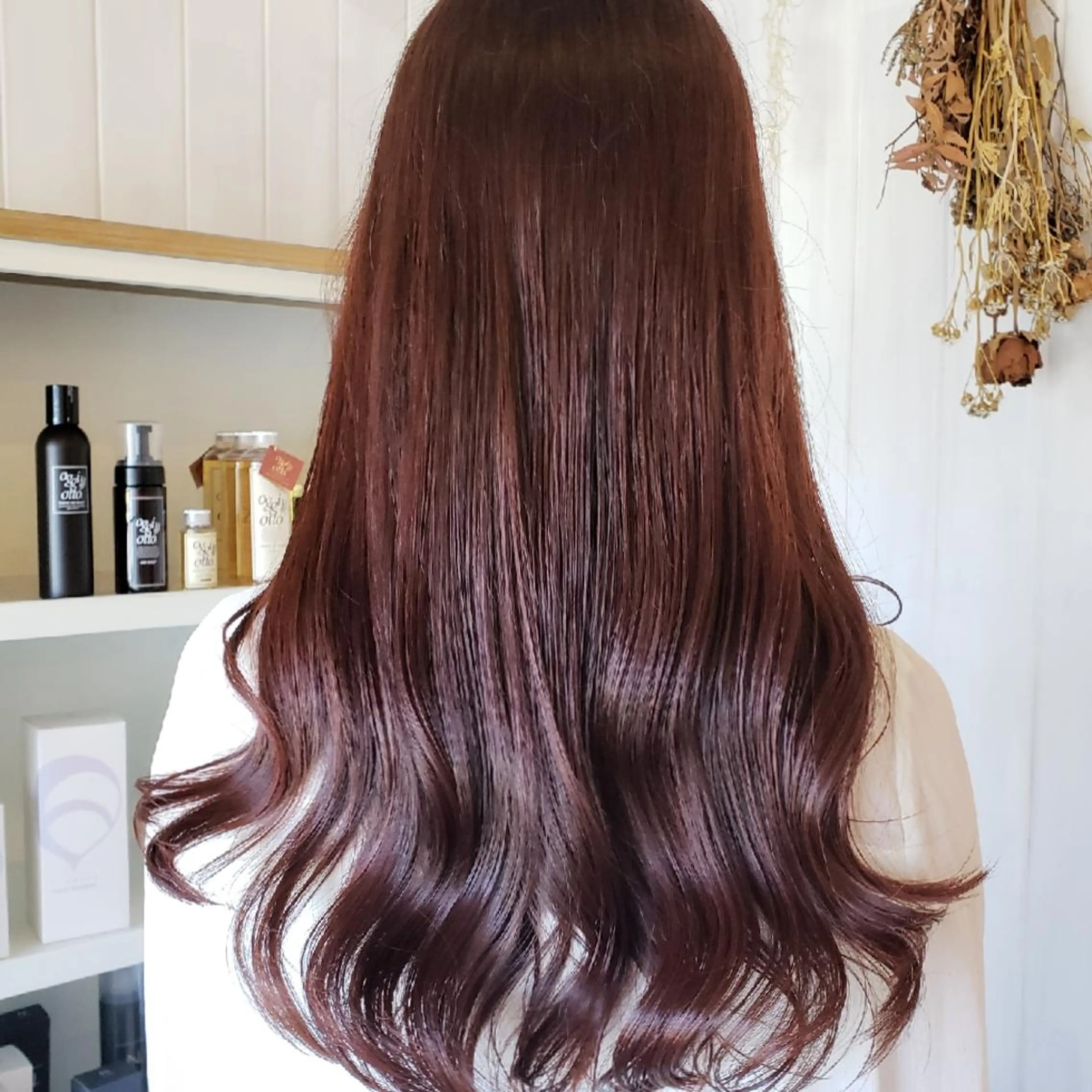 ロング ピンクブラウン カット ヘアカラー Poly-F... ayaのヘアスタイル