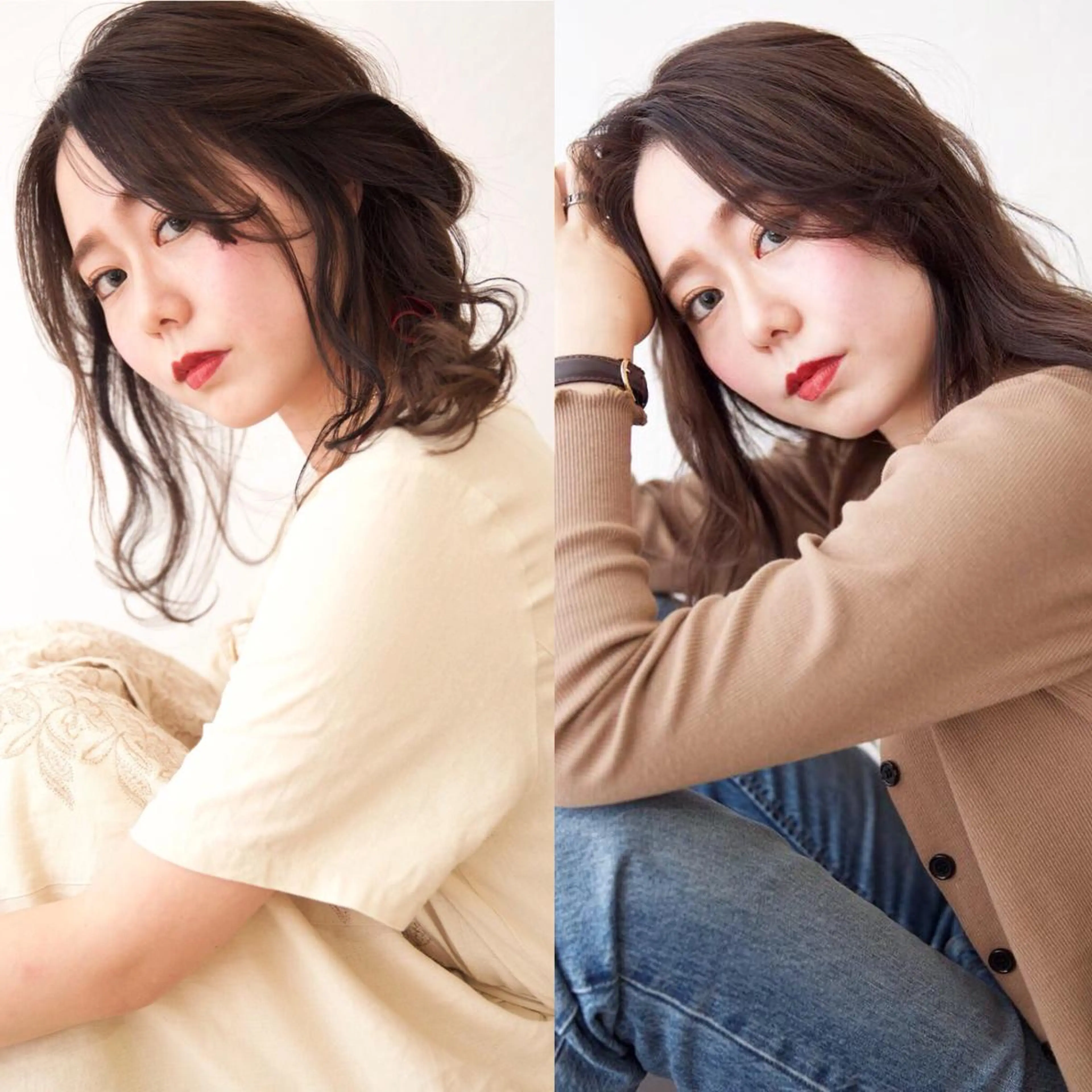 セミロング カラー ヘアアレンジ カット ヘアカラー fio マナミのヘアスタイル