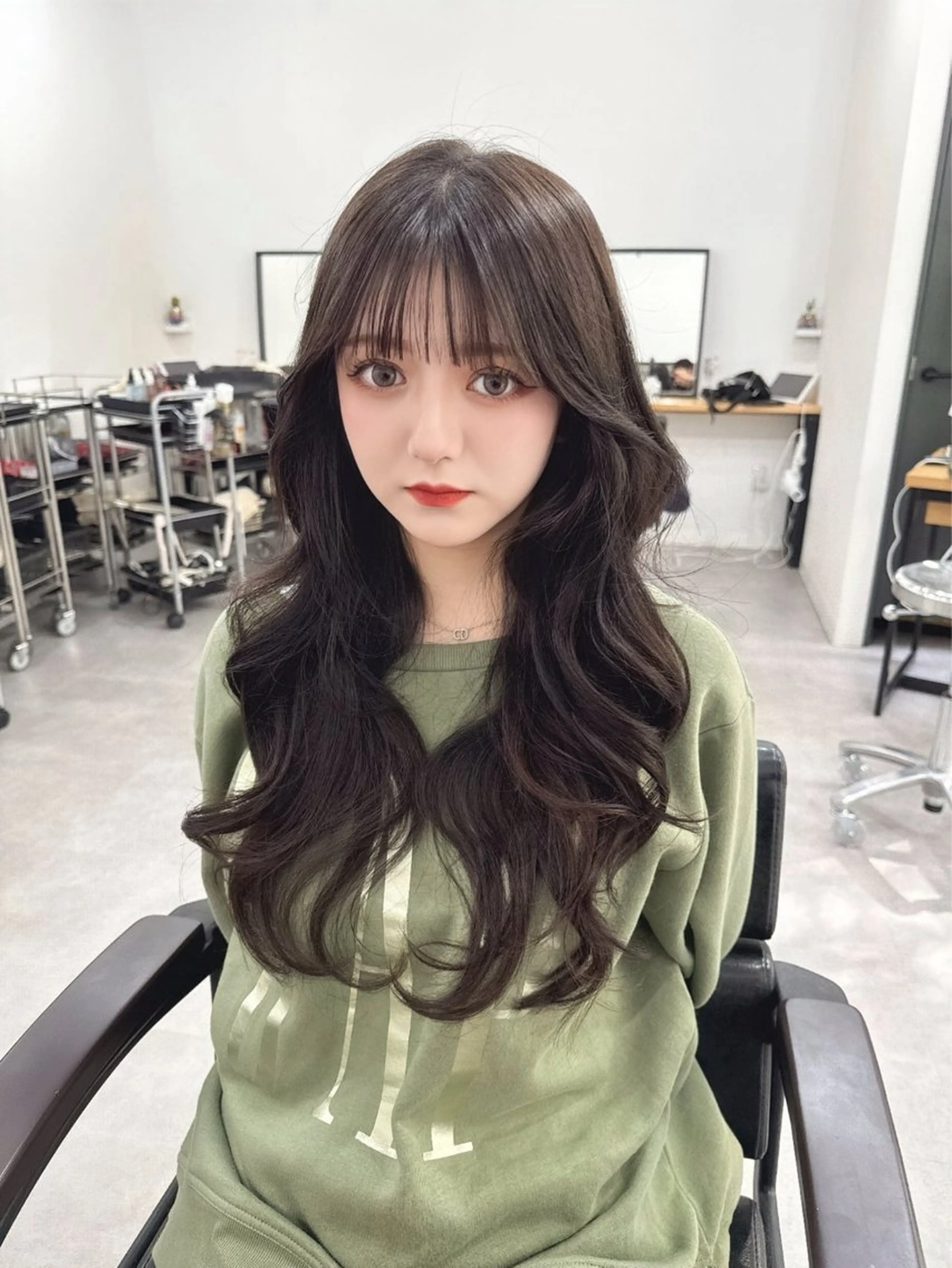 ロング カット トリートメント のり🐼顔まわり/ 韓国/レイヤーカットのヘアスタイル