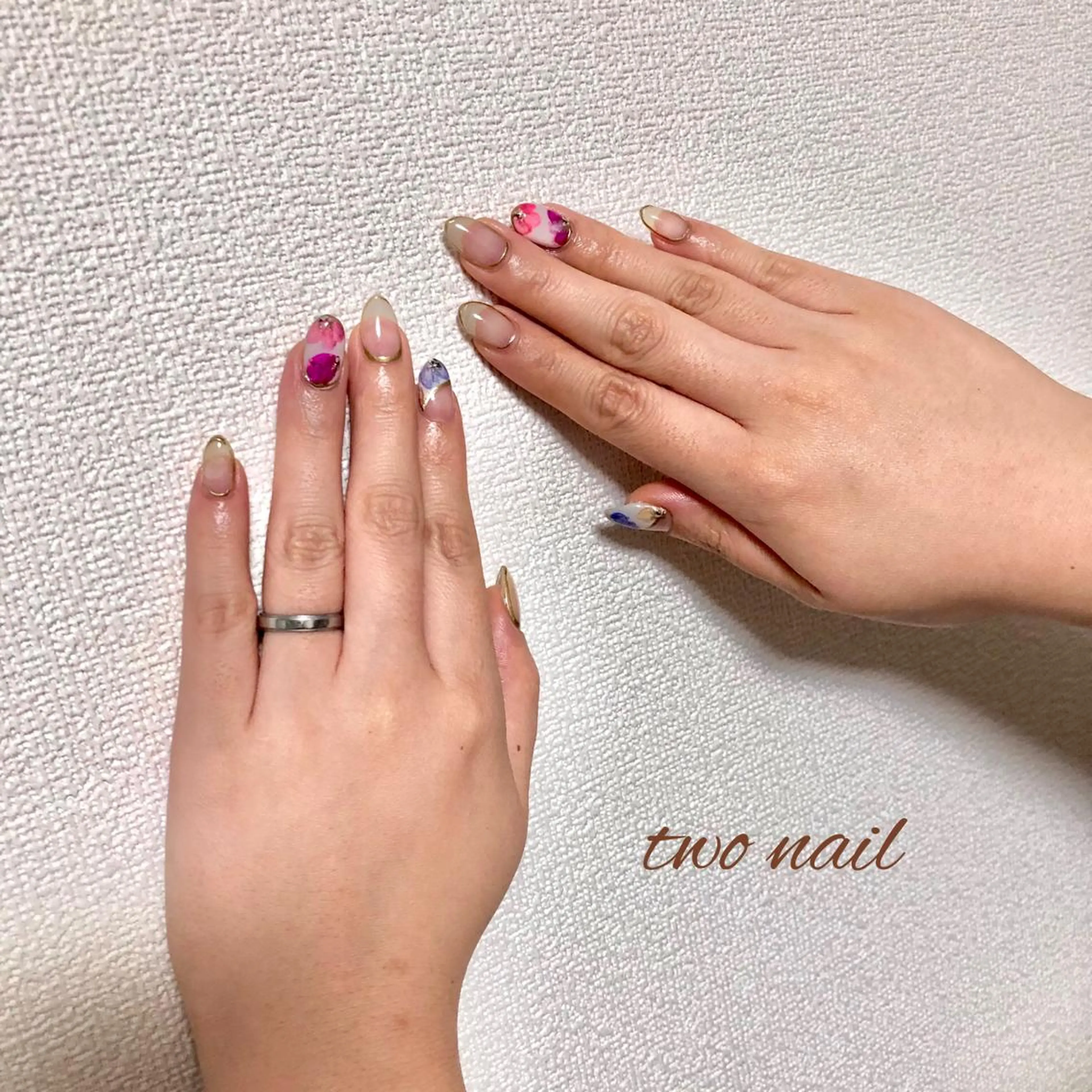 ネイル アートネイル フットネイル ハート ニュアンスネイル ホワイト two nailのネイルデザイン