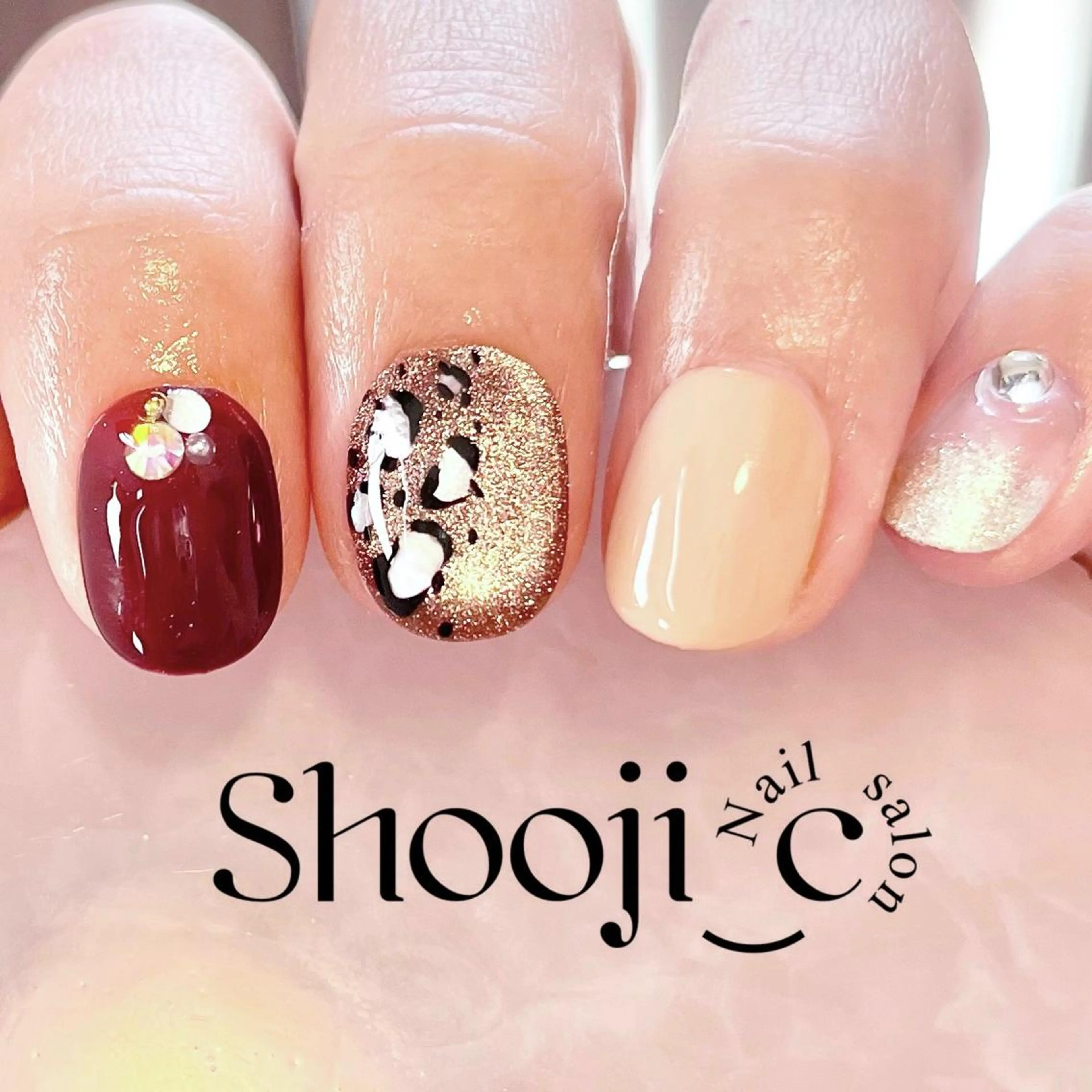 ネイル アニマル柄 ボルドー Shooji_c Nail salonのネイルデザイン