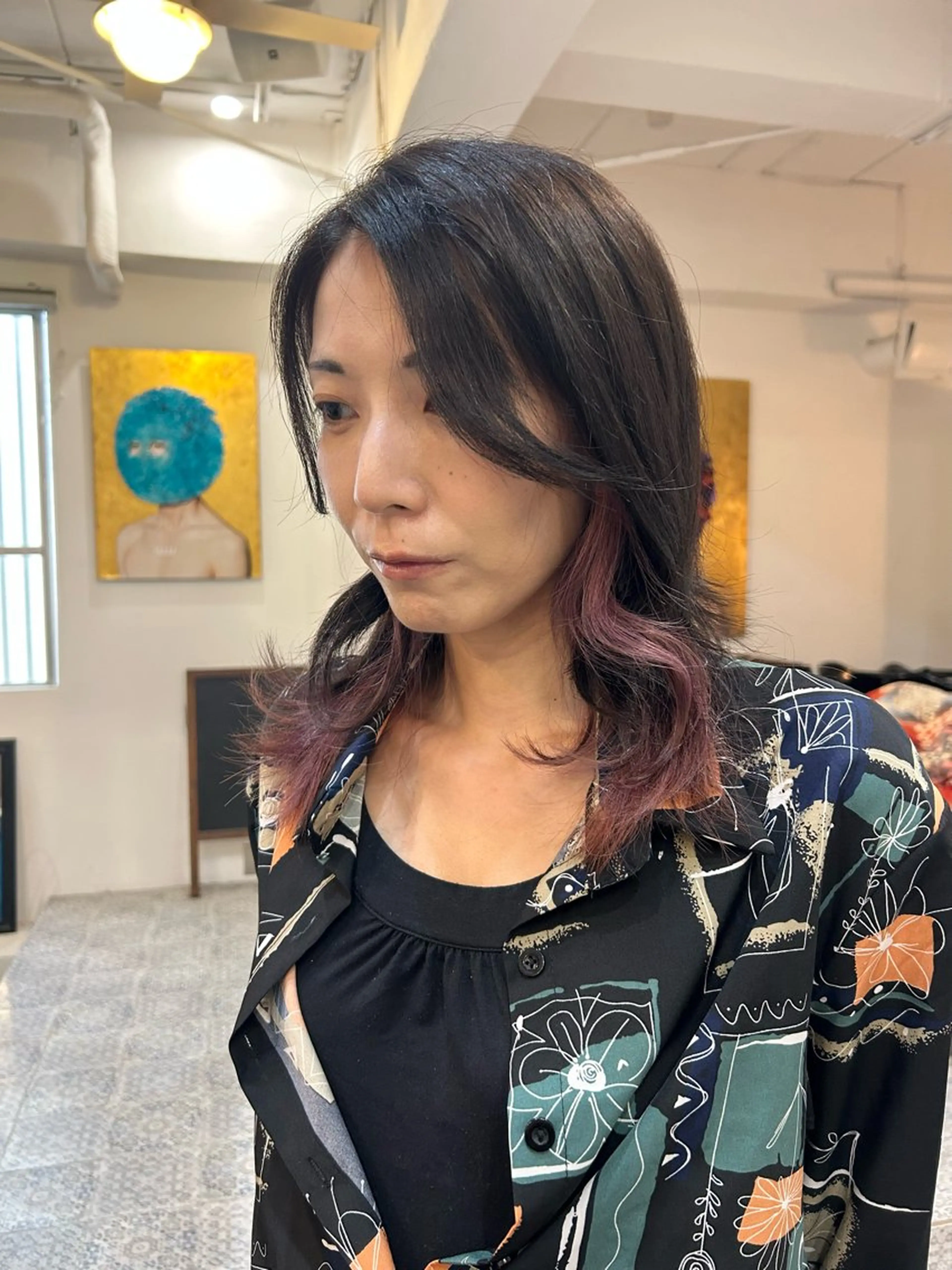 ミディアム カラー ラベンダーカラー ピンクカラー ピンクラベンダー ROUIS/ mioのヘアスタイル