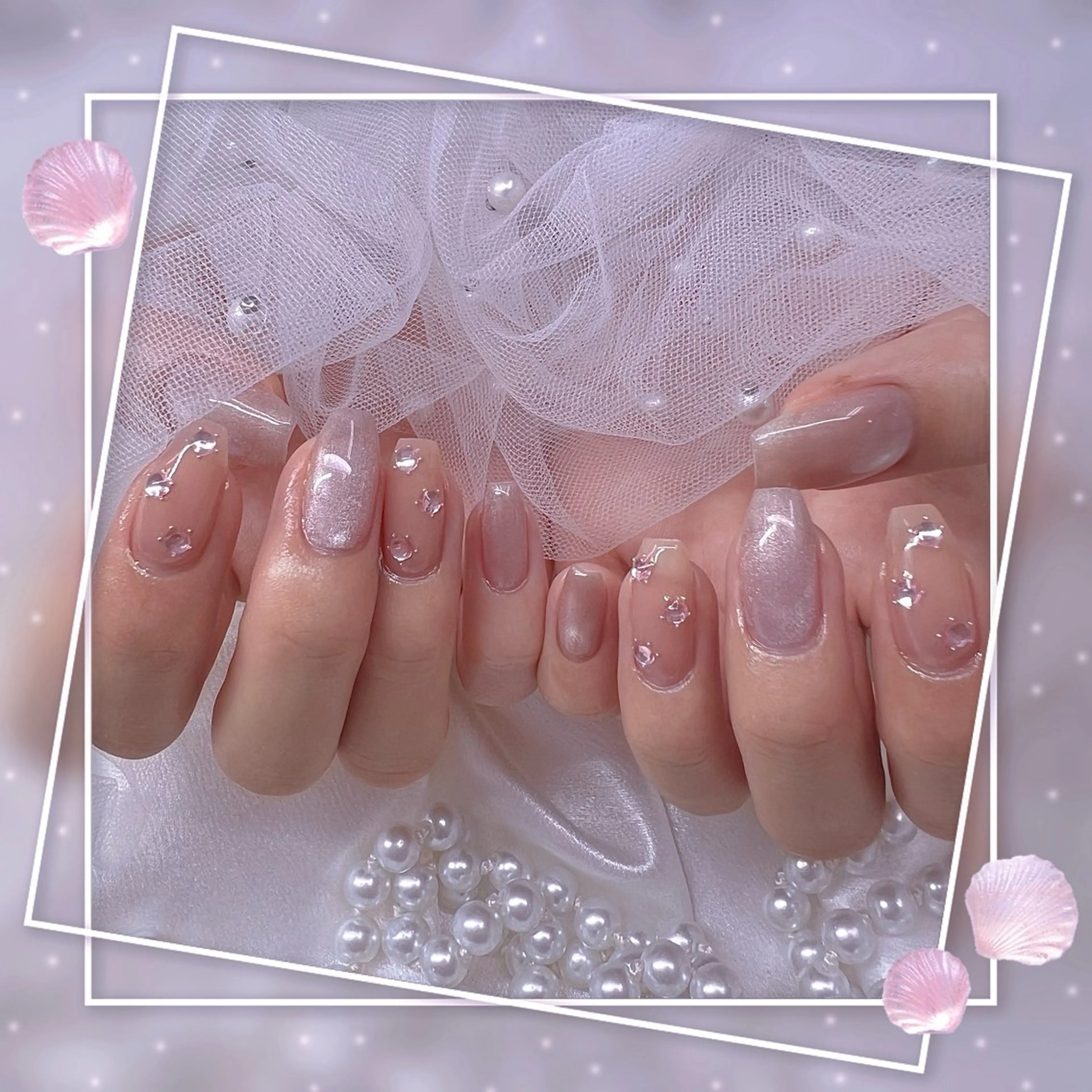 ネイル チークネイル フレンチネイル グラデーション マグネットネイル マグネットフレンチ ハンドネイル Chill Nailsalonのネイルデザイン