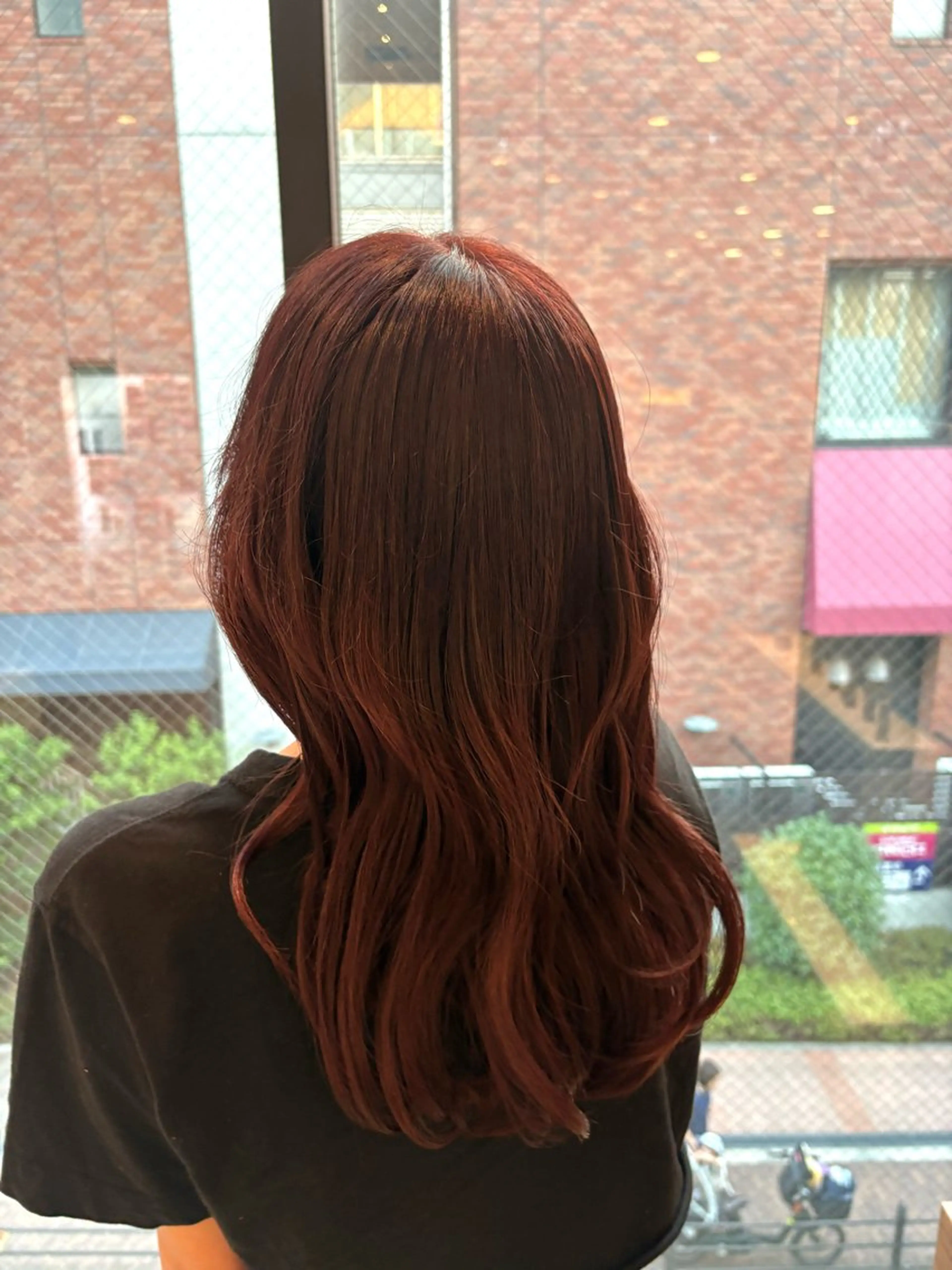 ロング カラー ボルドーカラー ヘアカラー トリートメント まほ/ あべの/braceのヘアスタイル