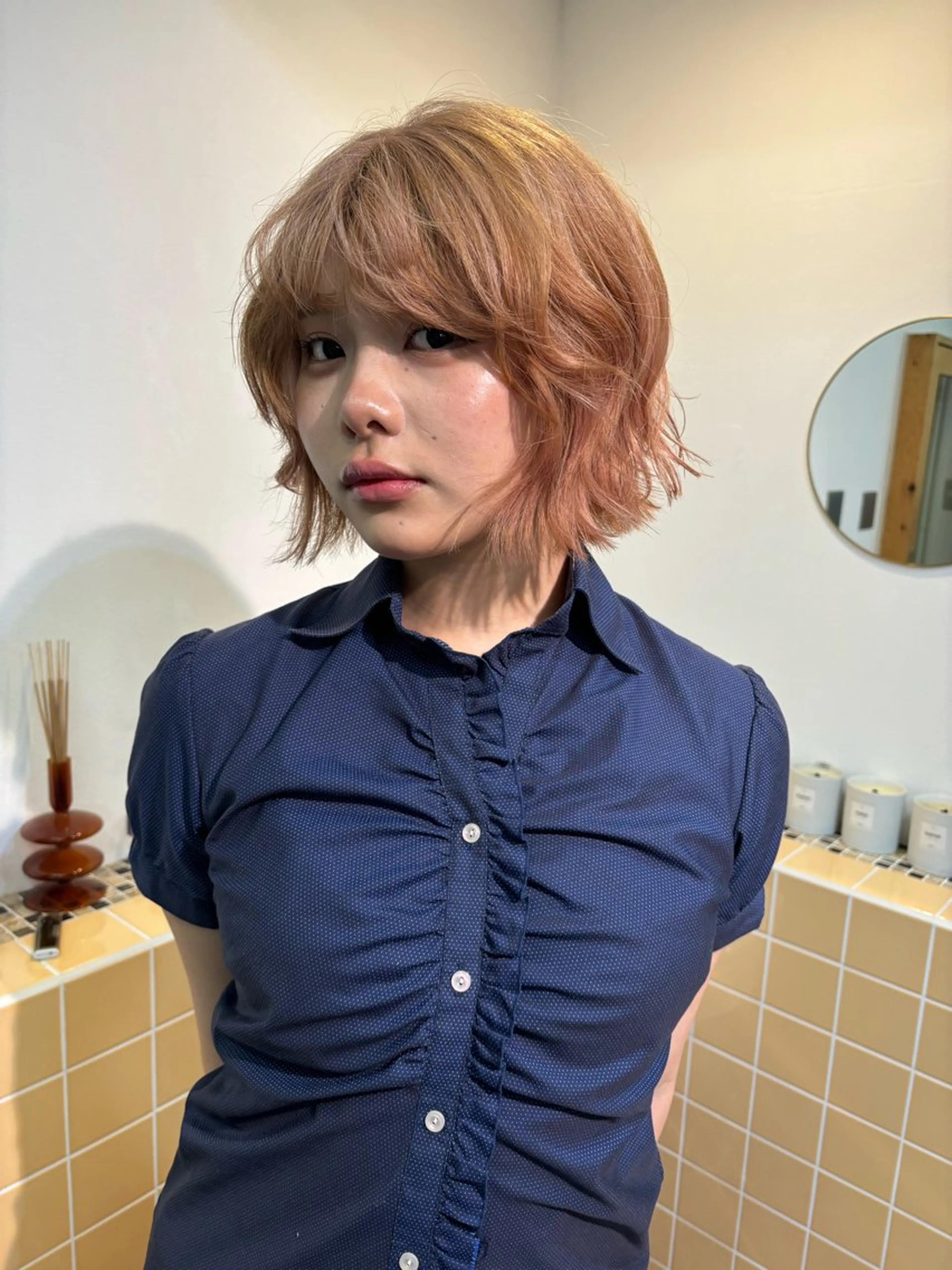 ミディアム カラー ヘアカラー sakura🌸 レイヤー/韓国ヘアのヘアスタイル