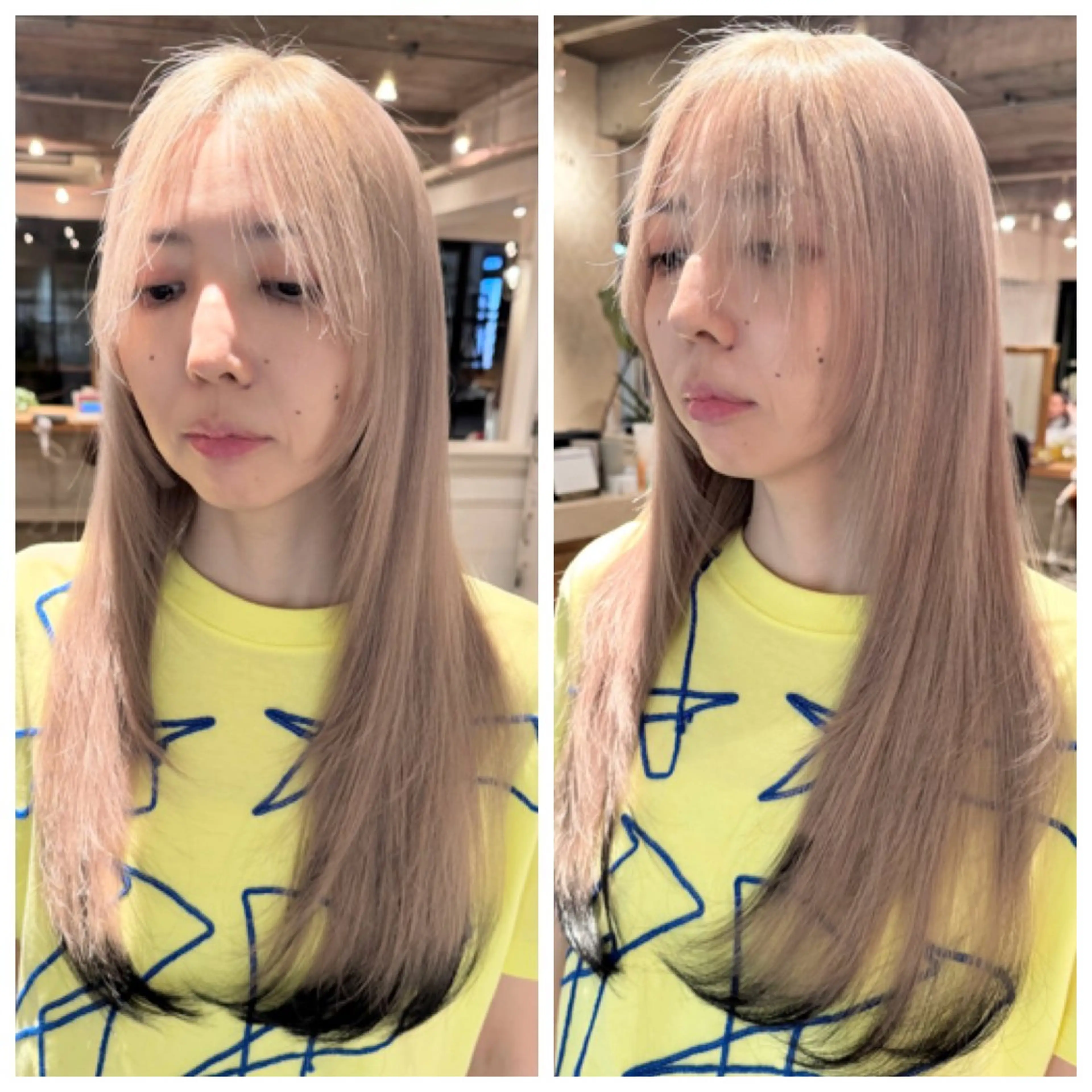 ロング カラー ベージュカラー ブリーチ ホワイトベージュ カット ヘアカラー トリートメント ハイライト/インナー /ブリーチ/レイヤーのヘアスタイル