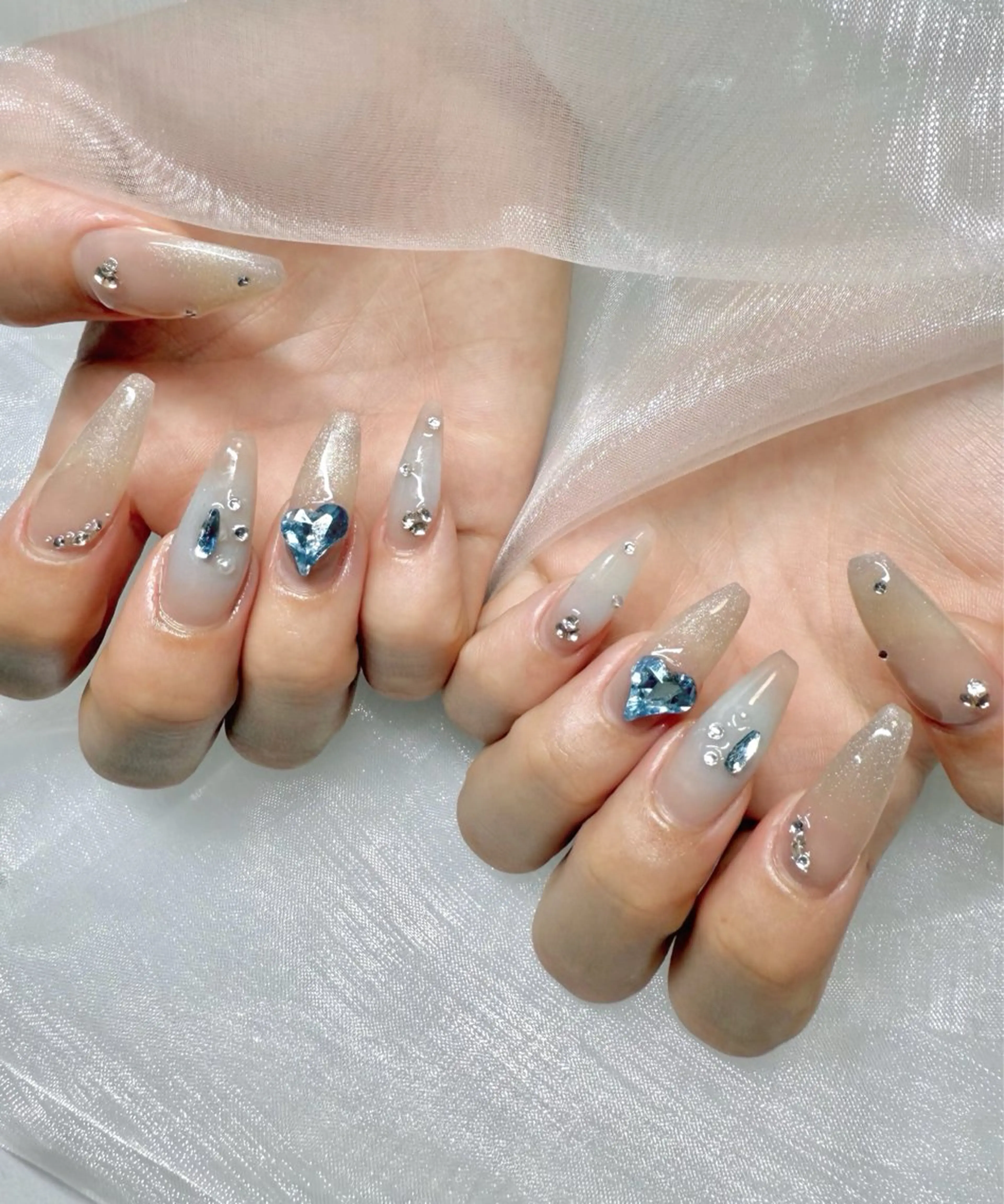 ネイル ブルー ハンドネイル CHARME 🤎〔RINA〕のネイルデザイン
