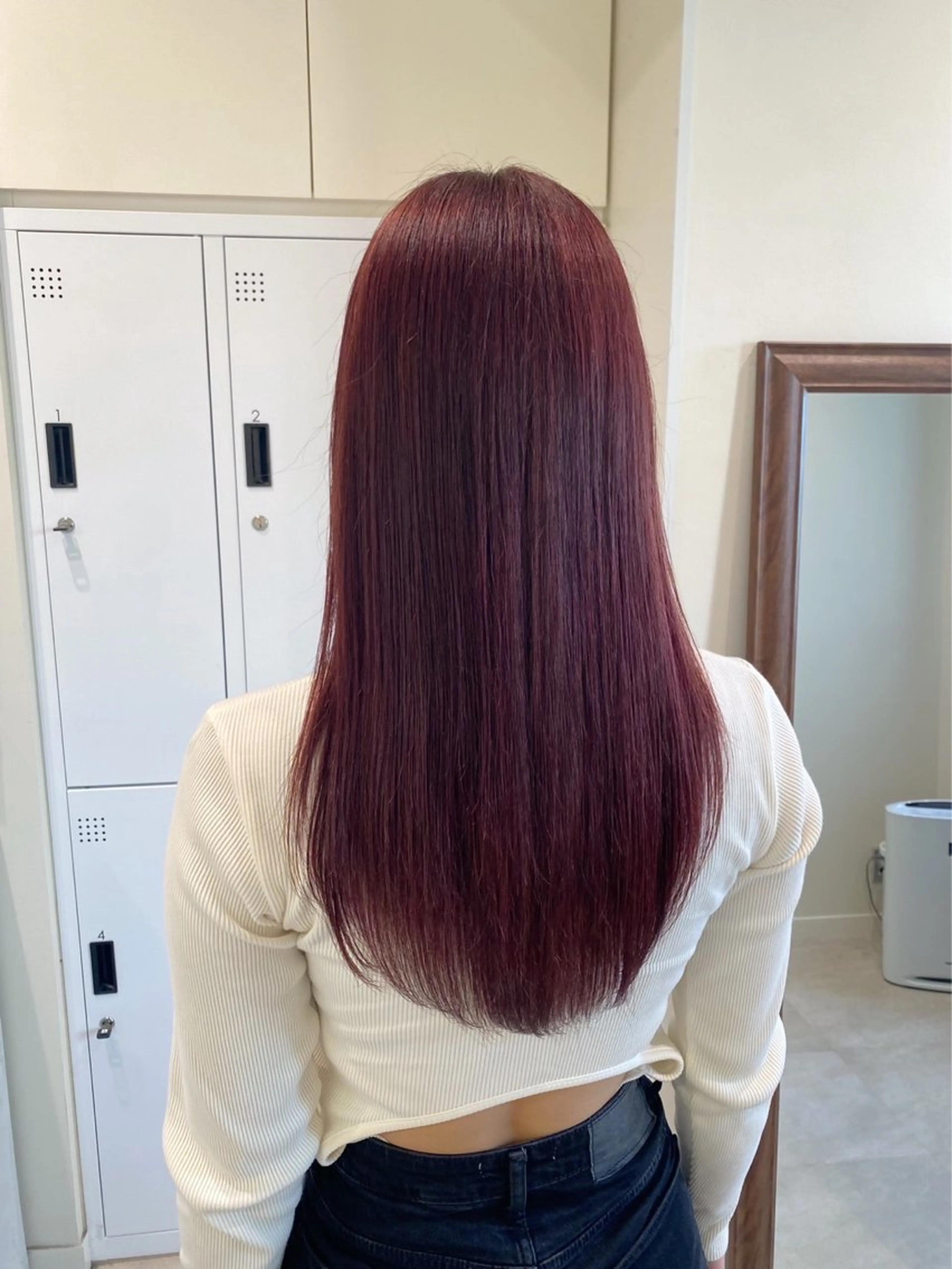 ロング カラー 垢抜け小顔レイヤー オリーブ/スミレのヘアスタイル