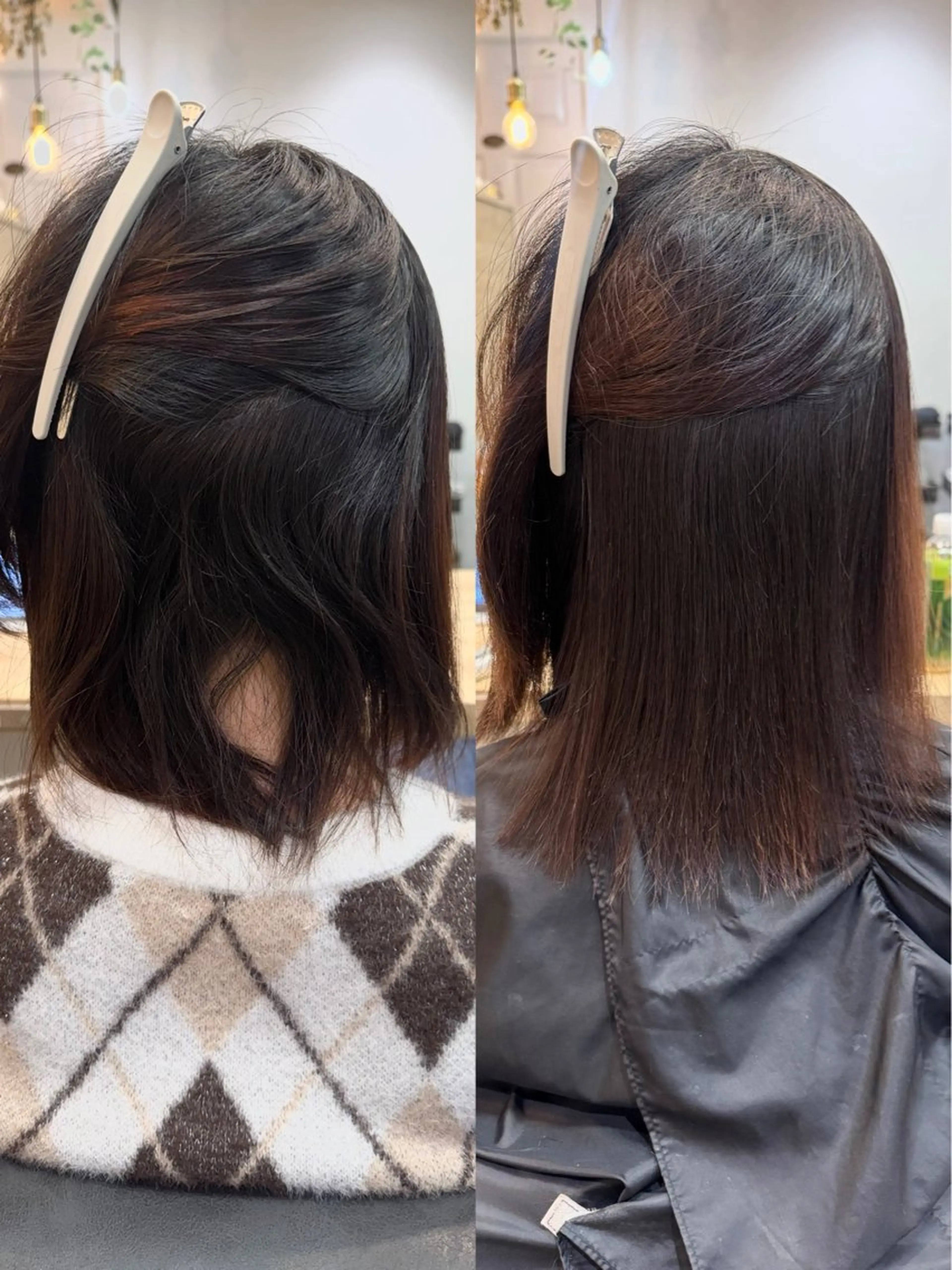 セミロング パーマ 縮毛矯正 カット 縮毛矯正 トリートメント 美髪縮毛矯正/暖色 カラー/エクステのヘアスタイル