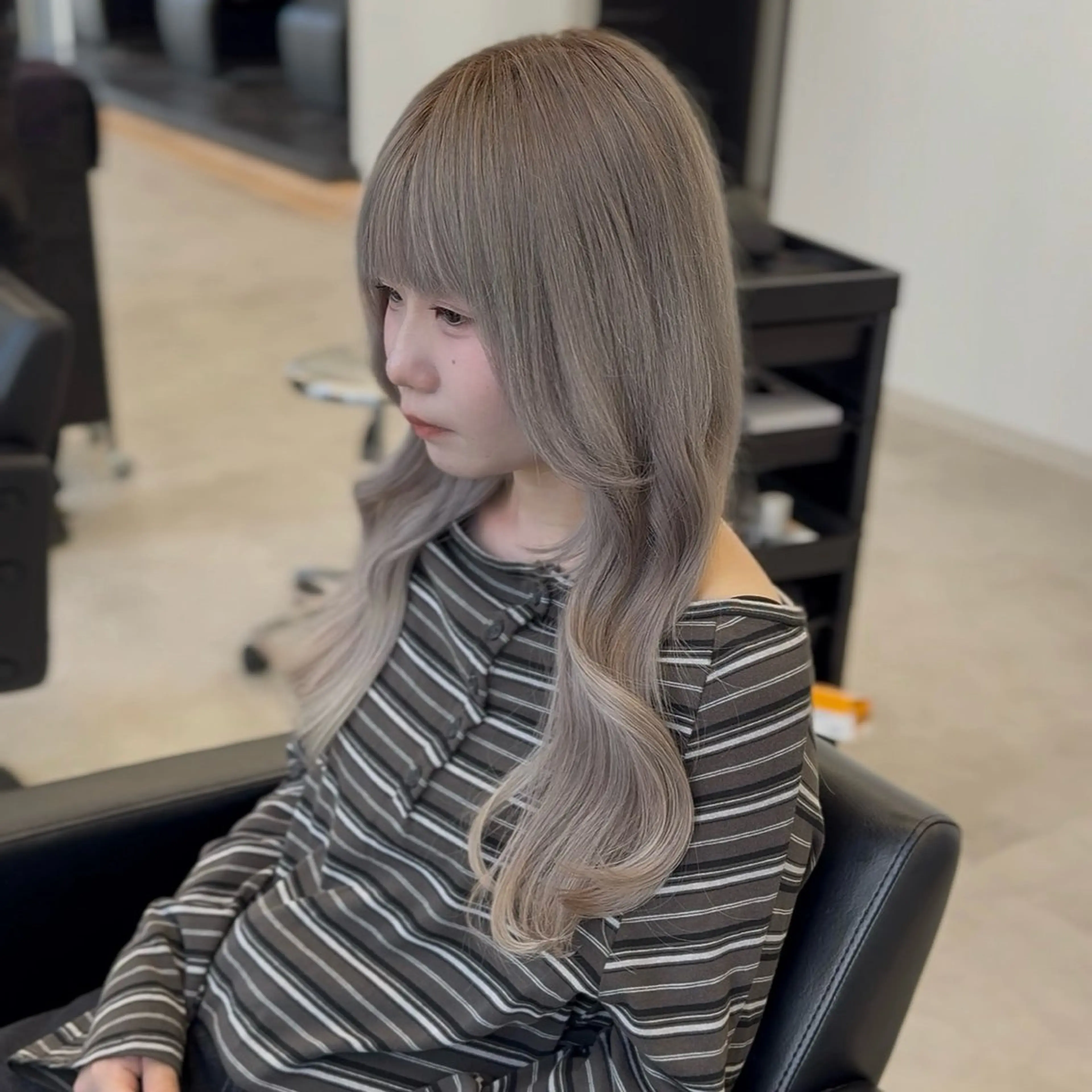 ロング カラー ブリーチ グレージュ ボブ エクステ ヘアカラー エクステ ハイトーン/エクステ /韓国ヘアKENTAのヘアスタイル