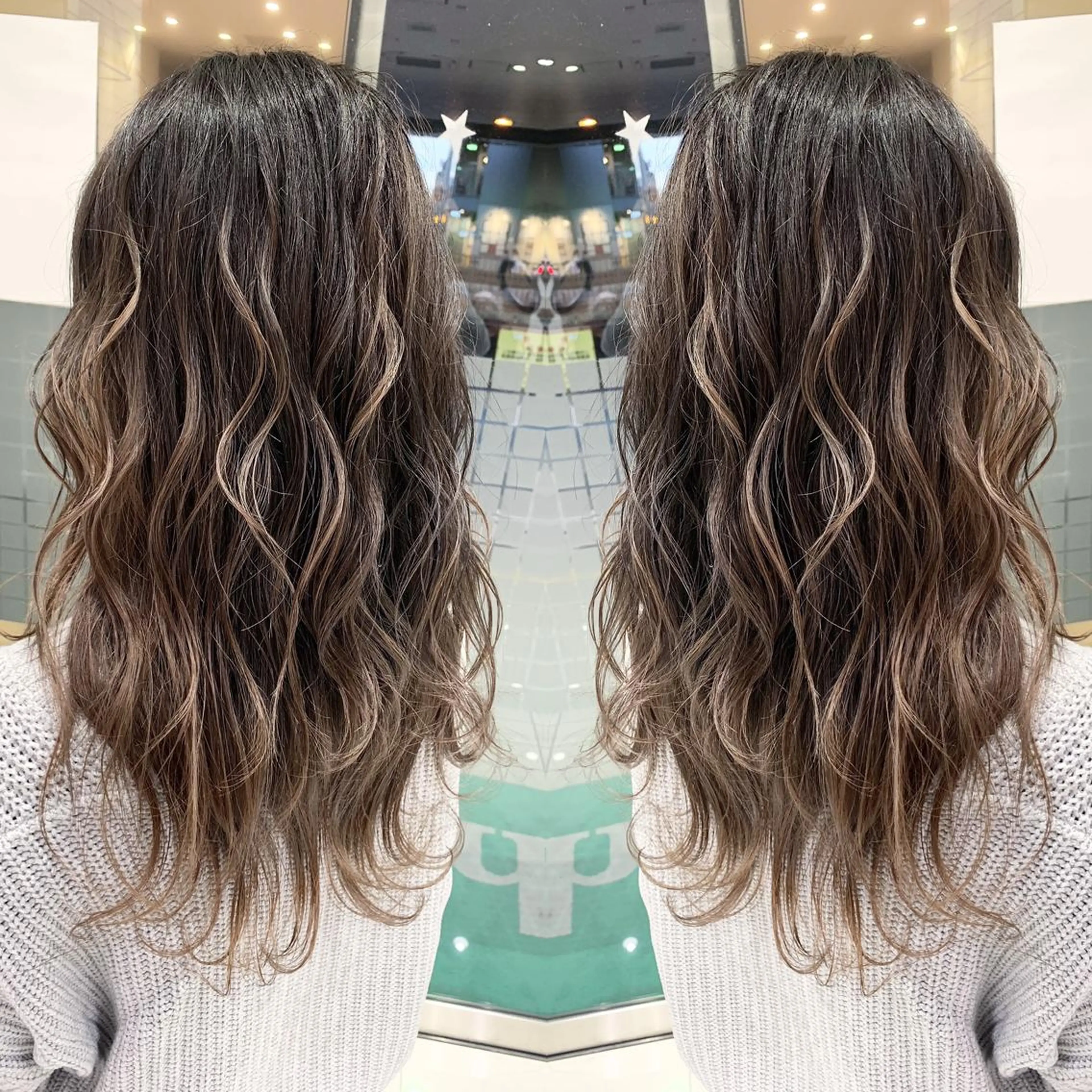 ロング カラー バレイヤージュ レイヤーカット カット ヘアカラー N° jillva ♦️川端裕司♦️のヘアスタイル