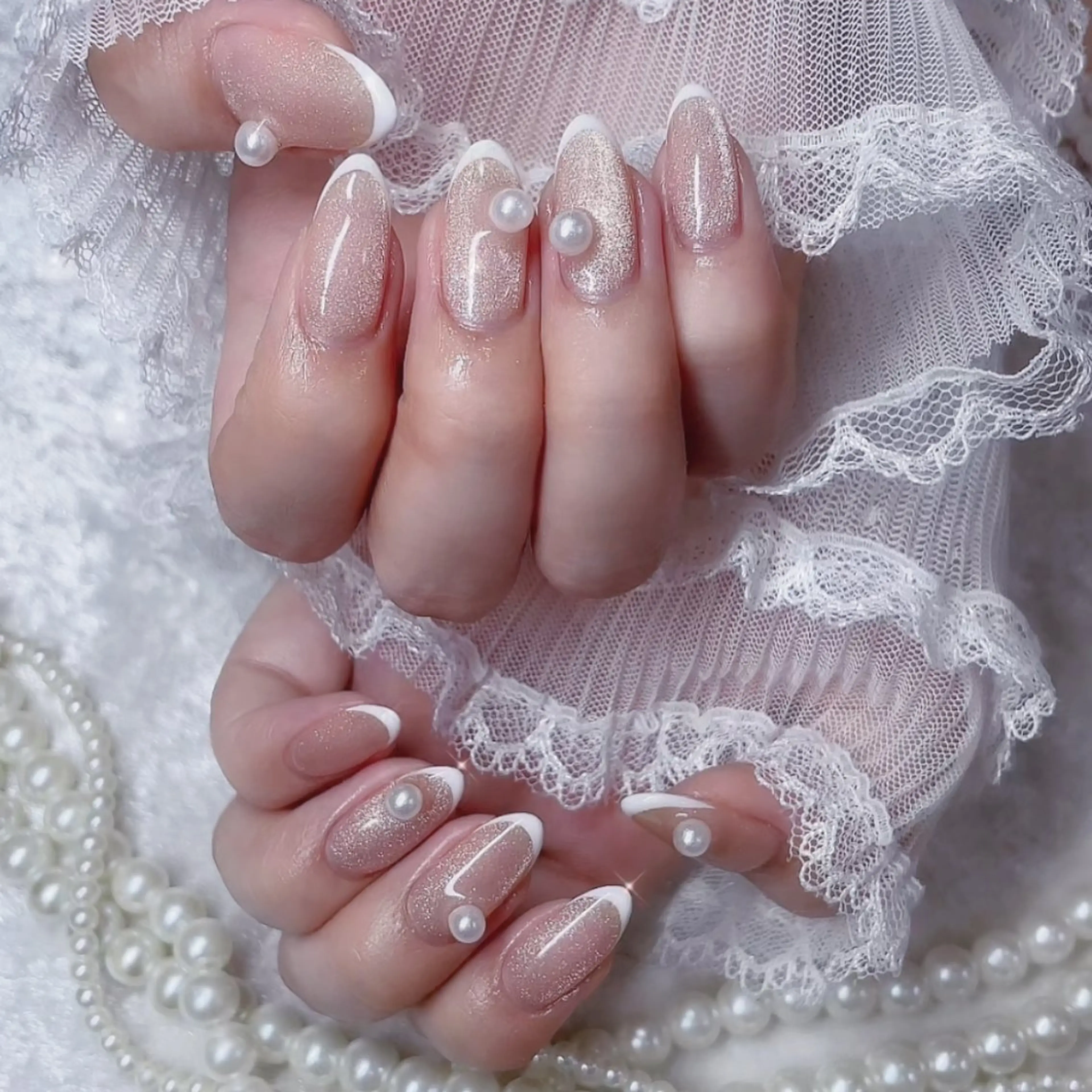 ネイル マグネットネイル ハンドネイル MINAMI໒꒱ Y2K、韓国ガーリーのネイルデザイン