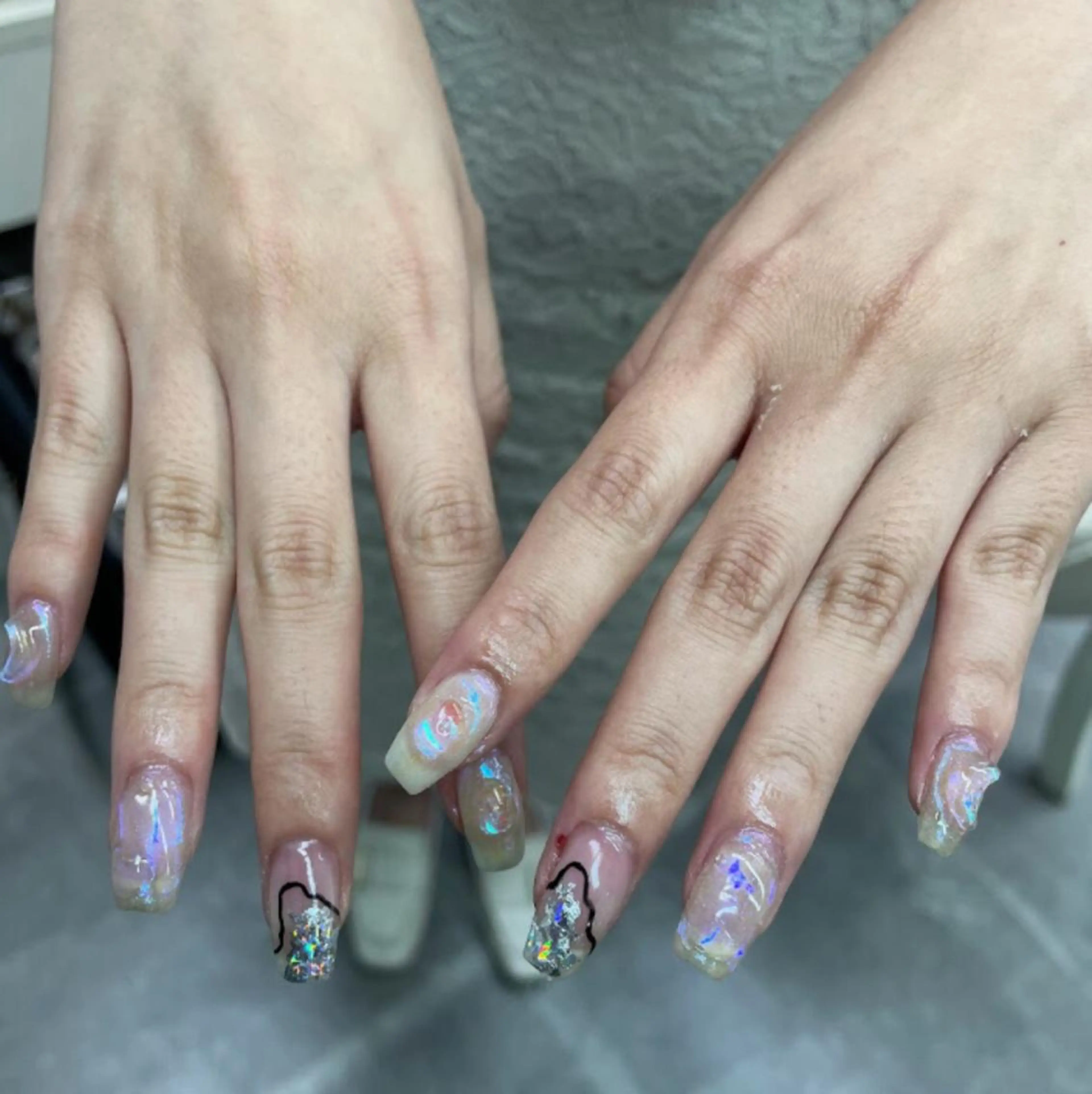 ネイル アートネイル オーロラネイル クリアネイル フレンチネイル ジェルネイル nailstudio eviz新宿店のネイルデザイン
