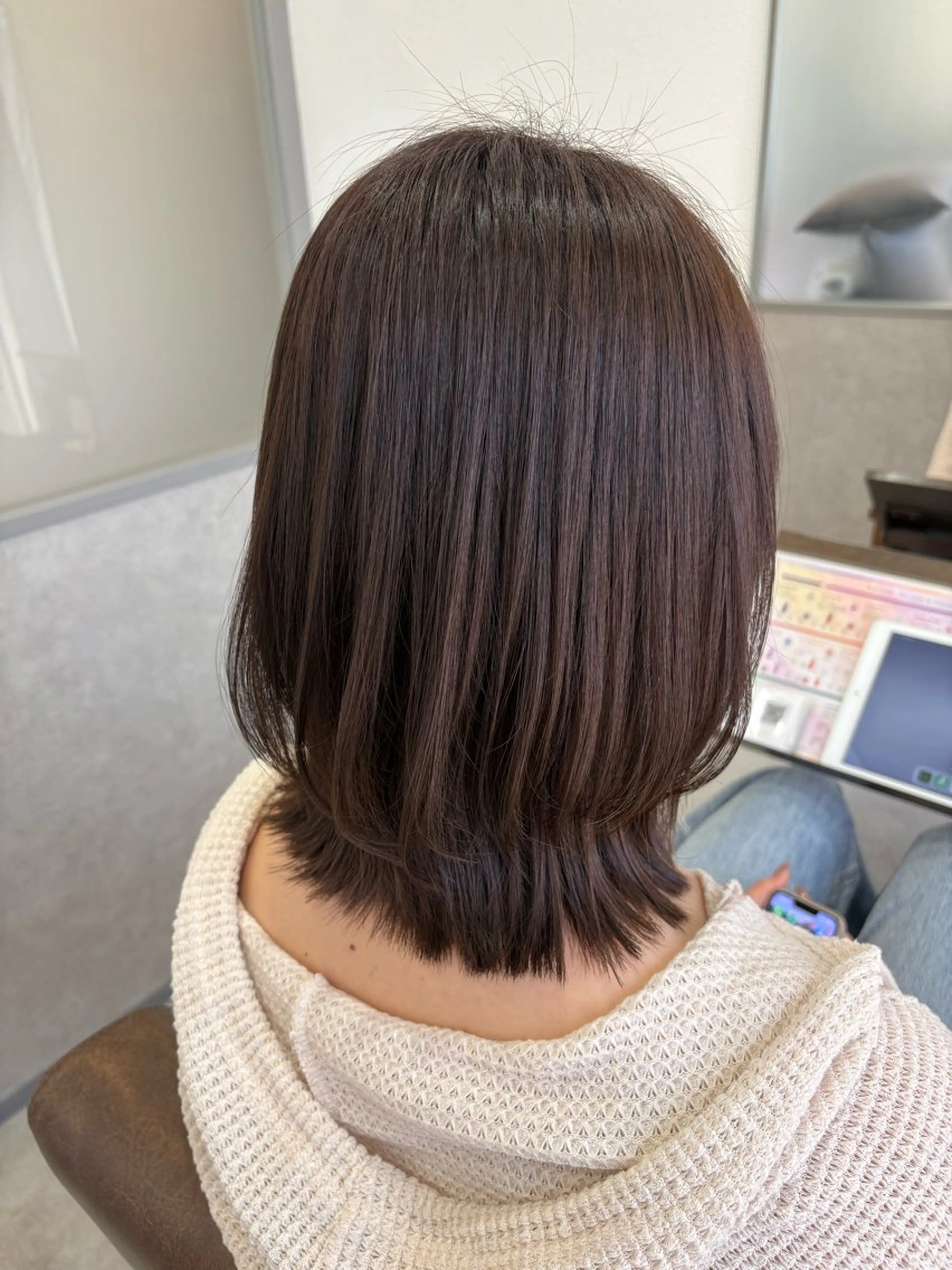 ミディアム カット ヘアカラー トリートメント 暖色＊ベージュ ＊くらたあやかのヘアスタイル