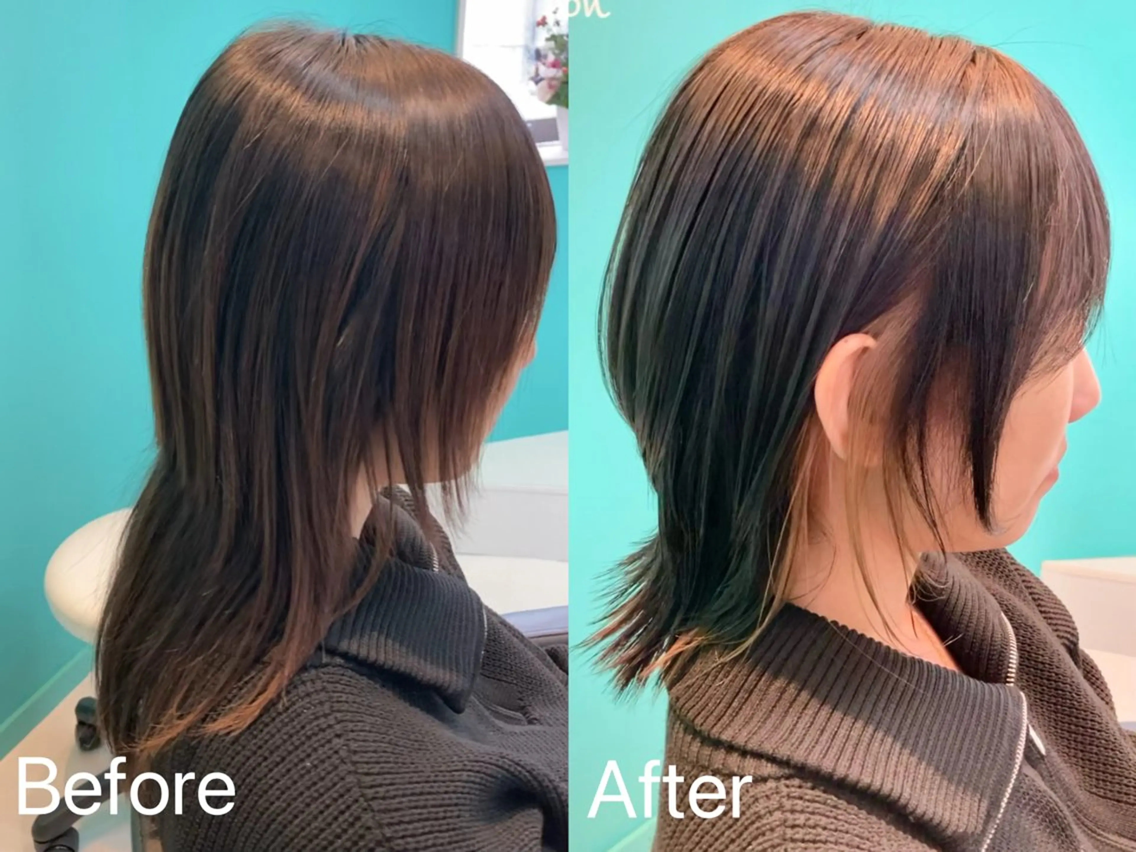 ミディアム カラー イヤリングカラー 外ハネヘア カット トリートメント 🫧透明感✨ブリーチ 💫ダメージレス🫧のヘアスタイル