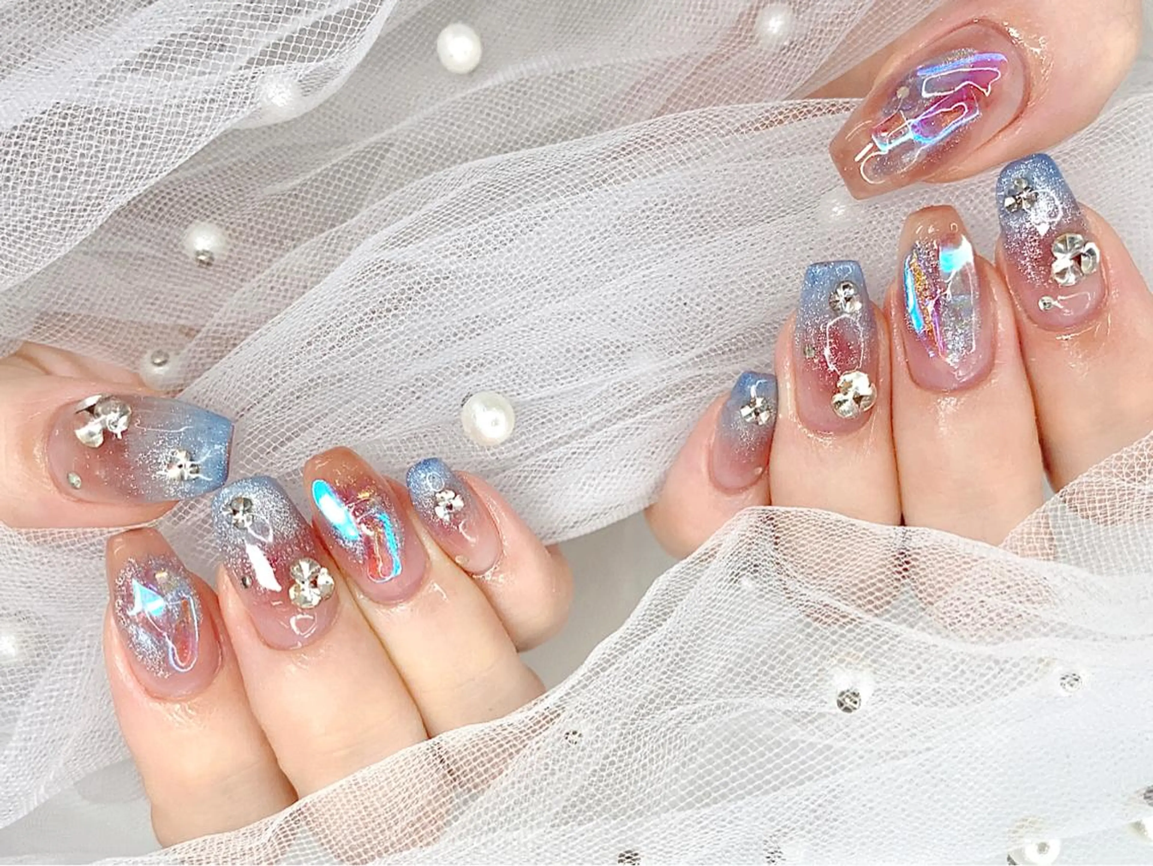 ネイル I-nailロング /ワンホン/キラキラのネイルデザイン