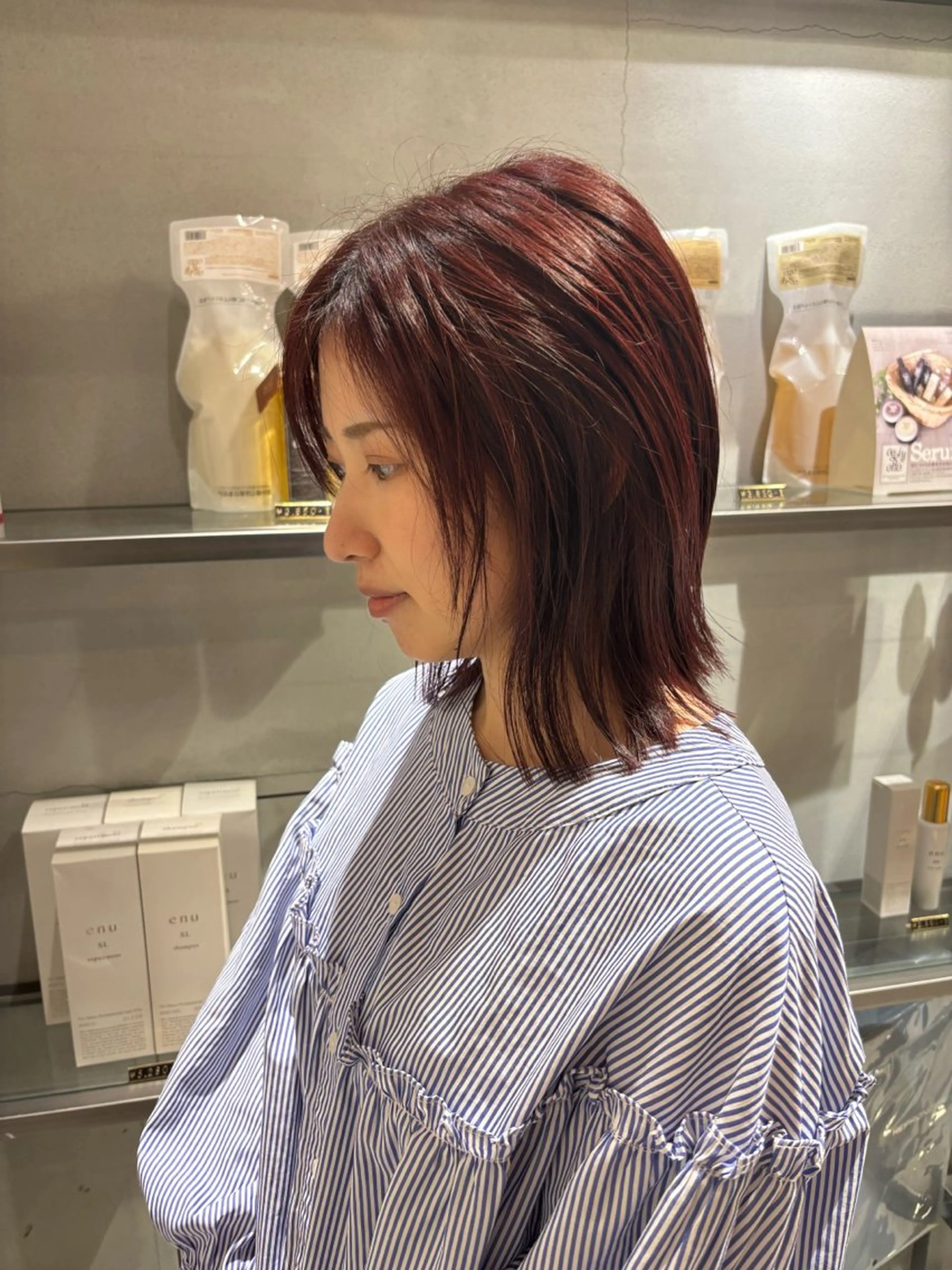ミディアム カラー ヘアアレンジ ブリーチ ブリーチなしカラー レッドカラー カット ヘアカラー ravens代表 🍀【ヒロム】🍀のヘアスタイル