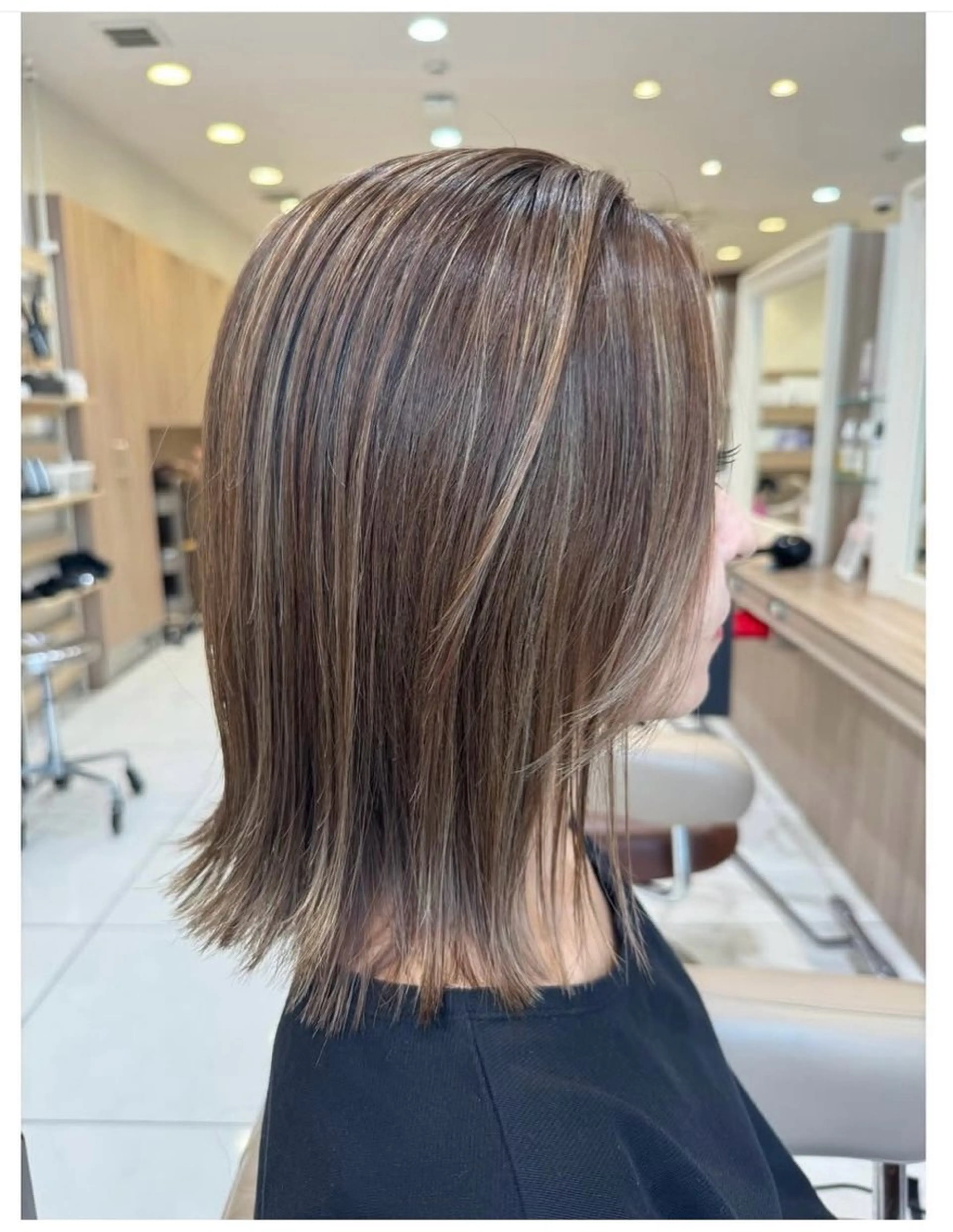 ミディアム カラー パーマ ヘアカラー トリートメント ママ美容師⭐️ 下平秀美のヘアスタイル