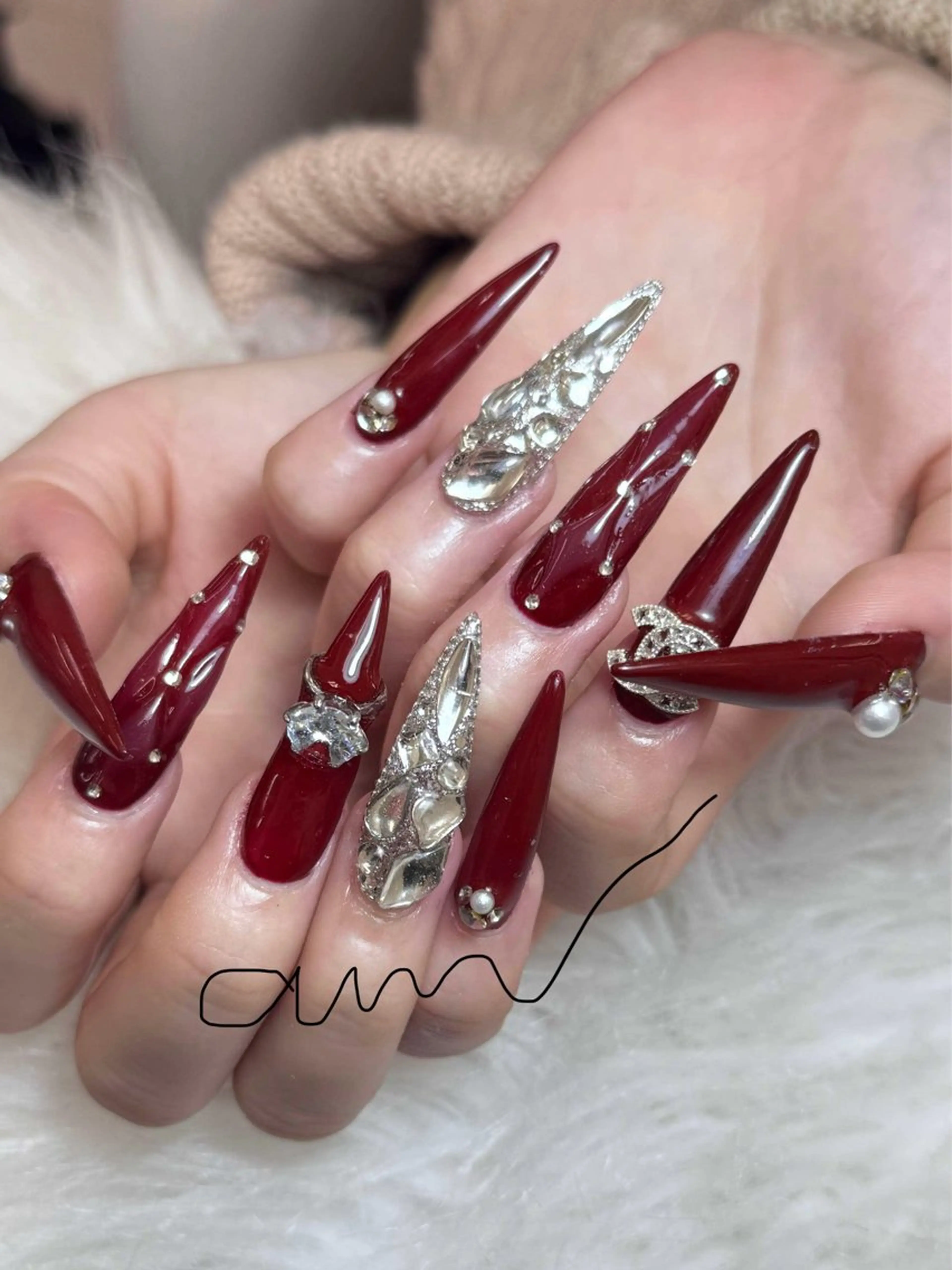 ネイル アートネイル オーロラネイル チークネイル 長さ出し フットネイル Anh 高田馬場のネイルデザイン