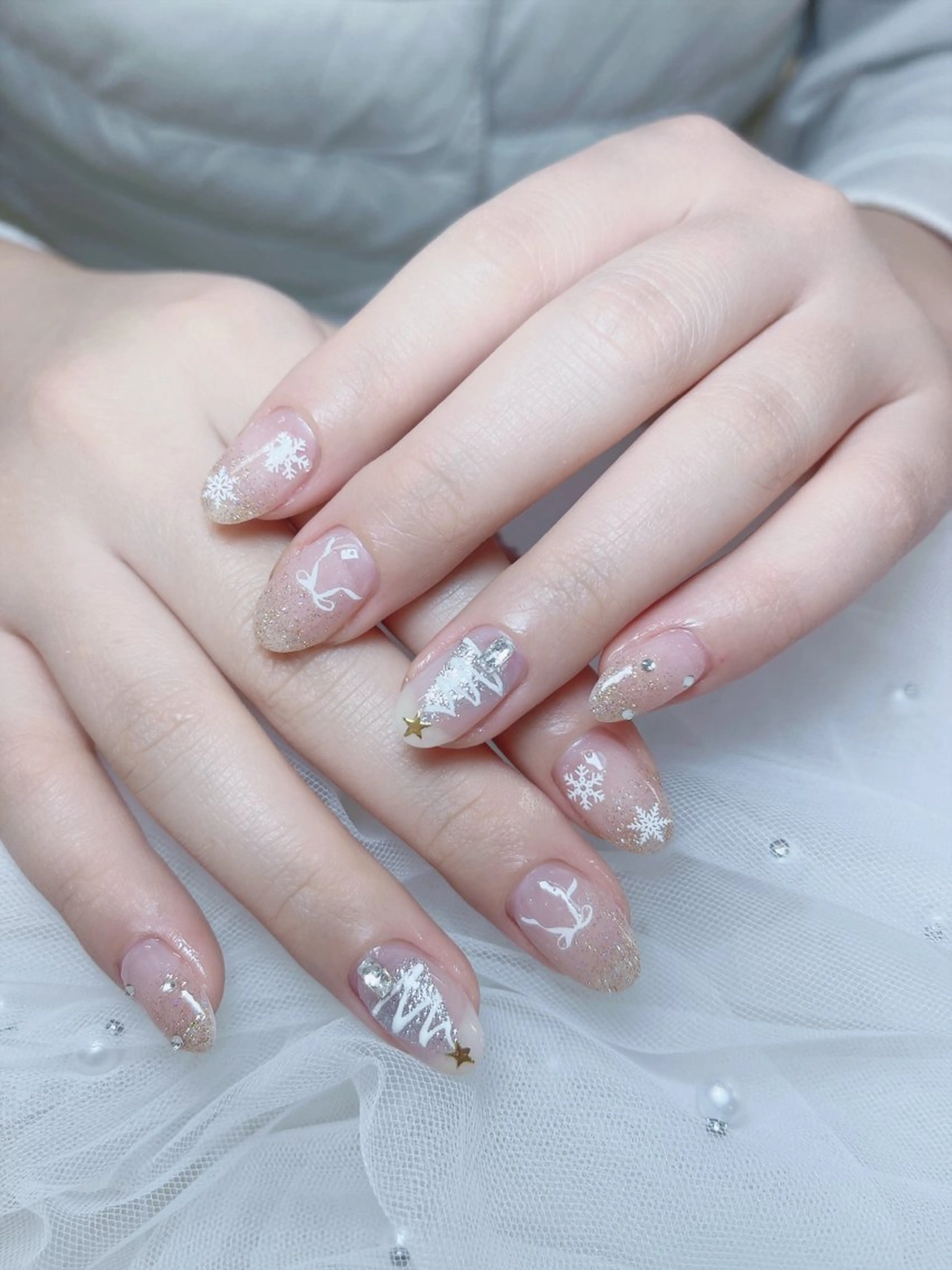 ネイル チークネイル 成人式 フレンチネイル グラデーション 氷ネイル・うるうるネイル ハンドネイル DUO   MI nail salonのネイルデザイン
