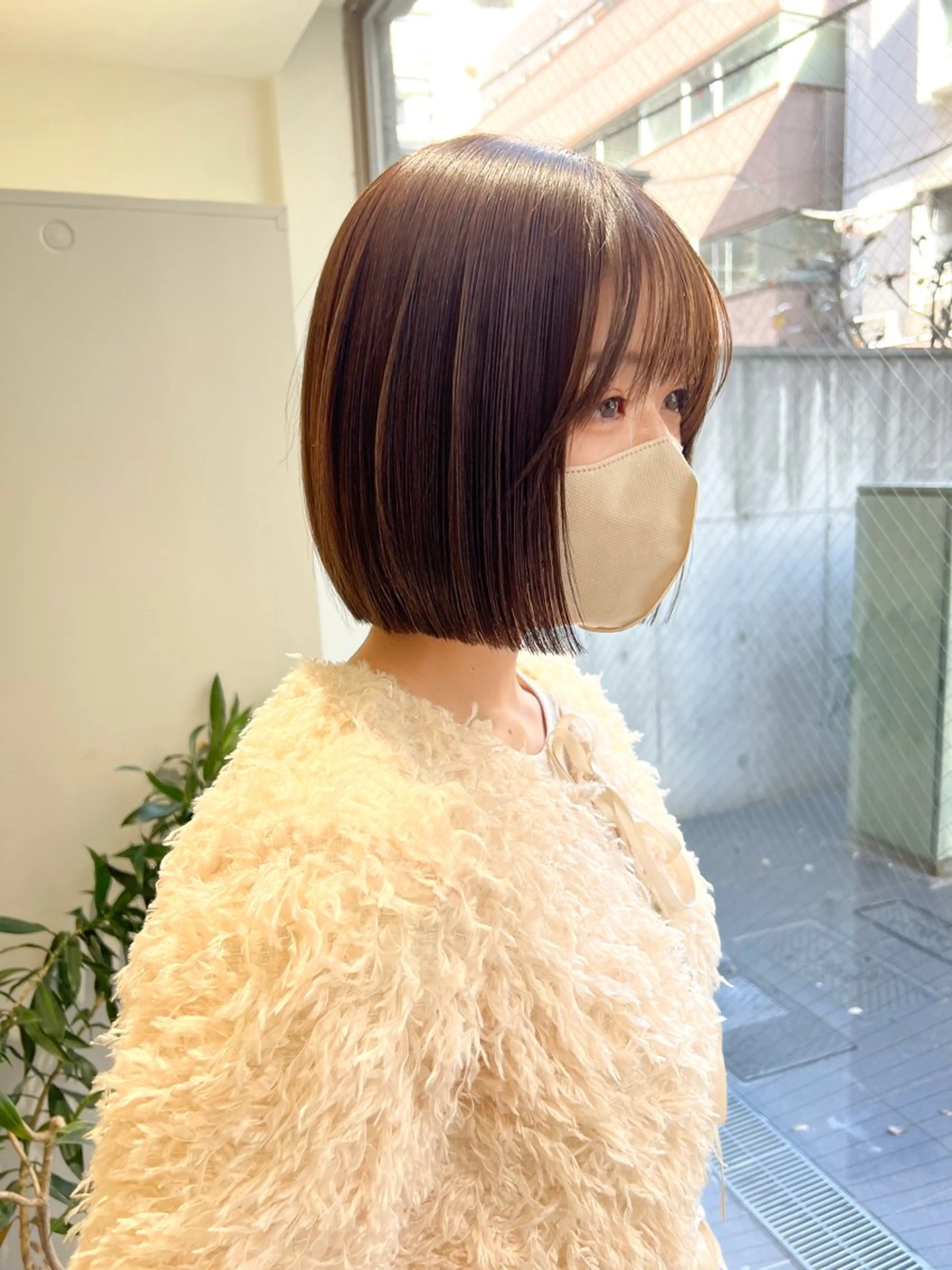 ショート カラー 髪質改善 縮毛矯正 トリートメント 小顔ボブ jilblanカホのヘアスタイル